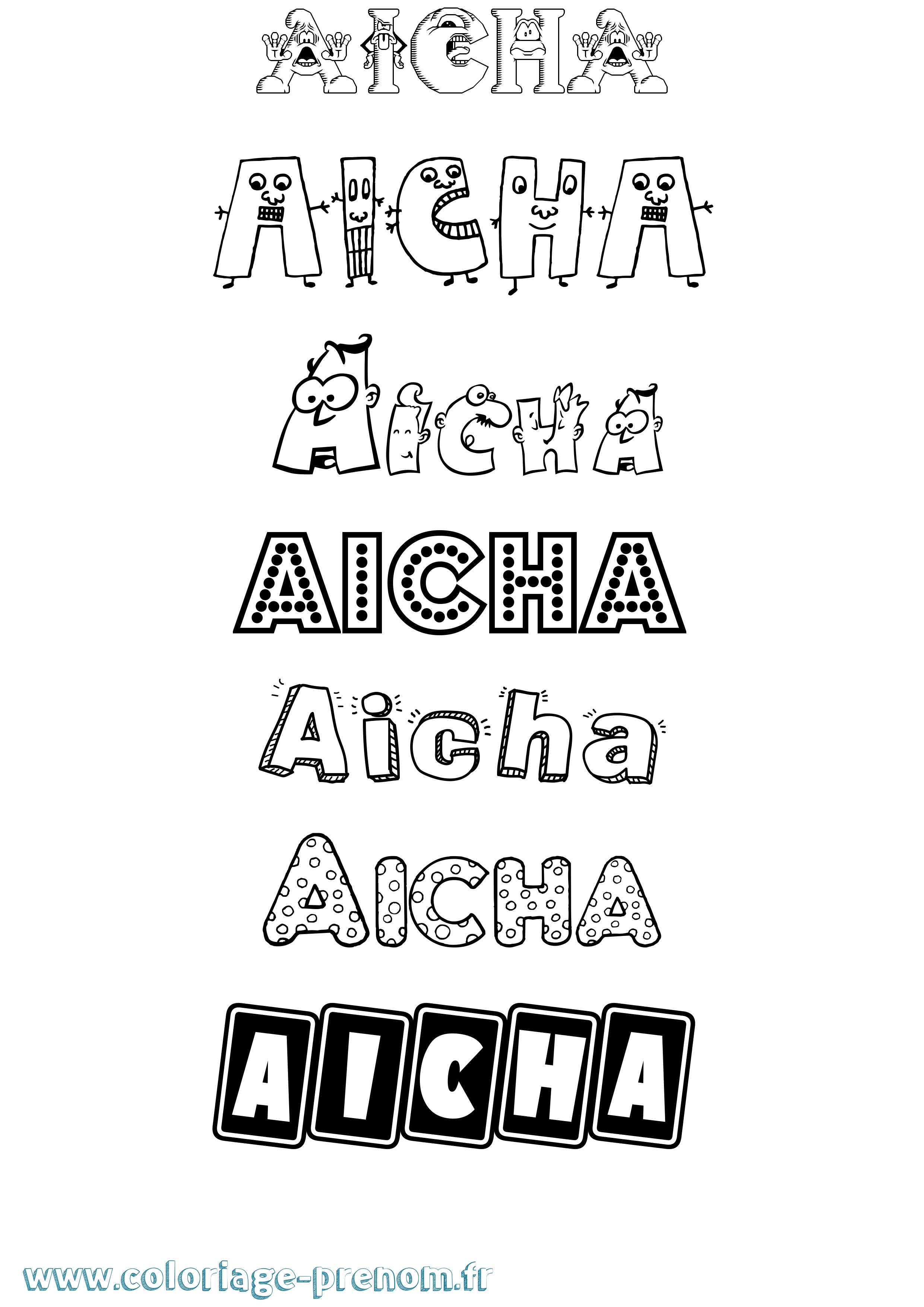 Coloriage Aicha Coloriage prénom Aicha