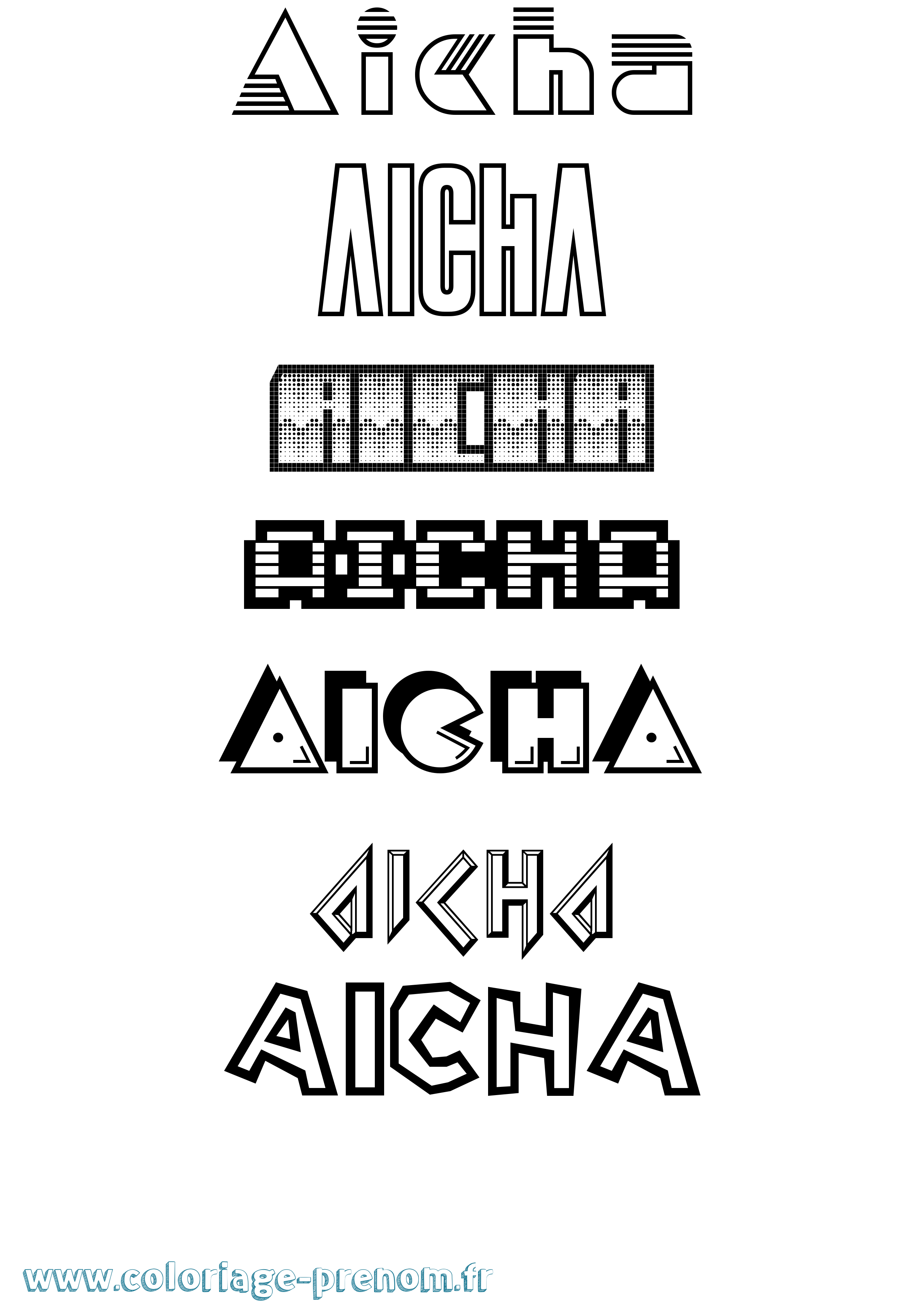 Coloriage prénom Aicha