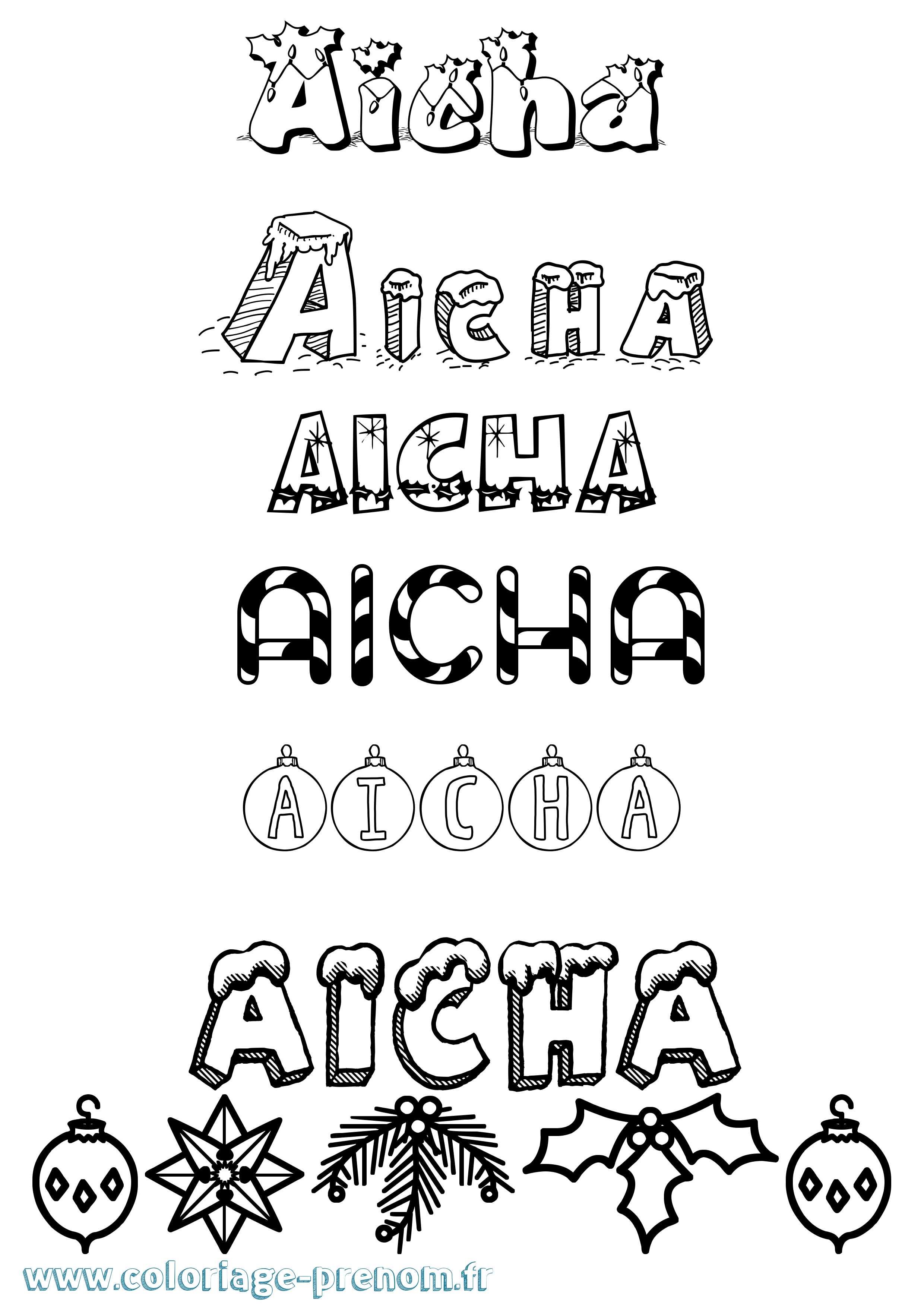 Coloriage prénom Aicha