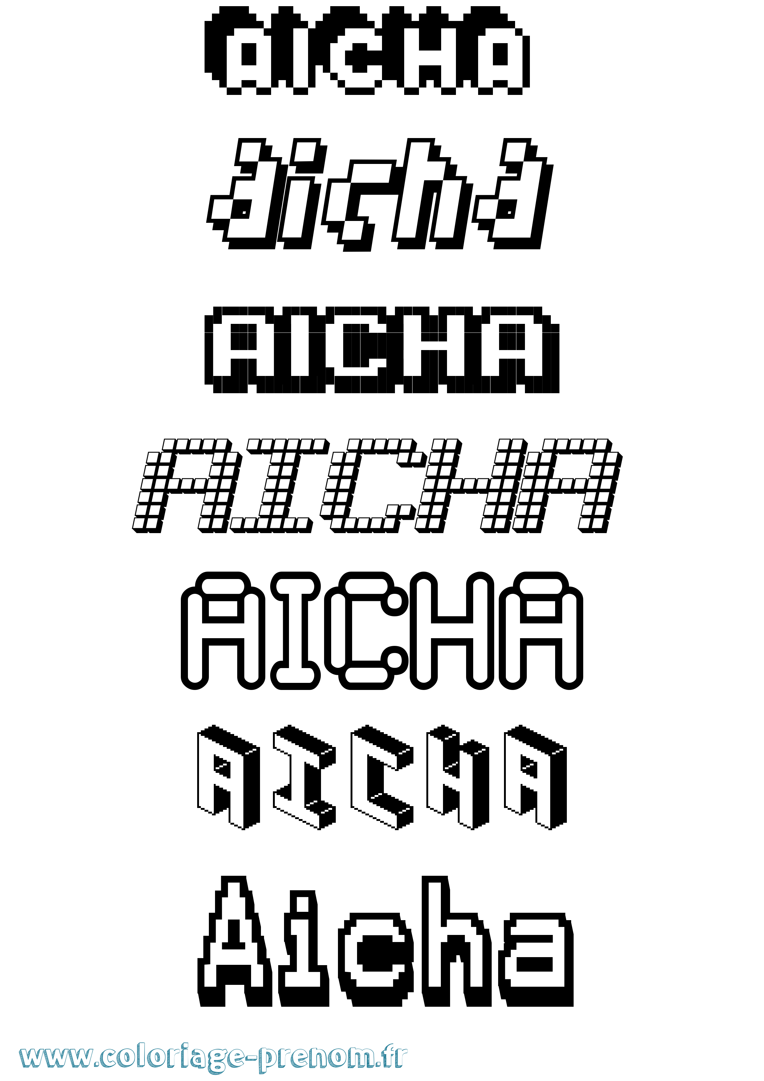 Coloriage Aicha Coloriage prénom Aicha