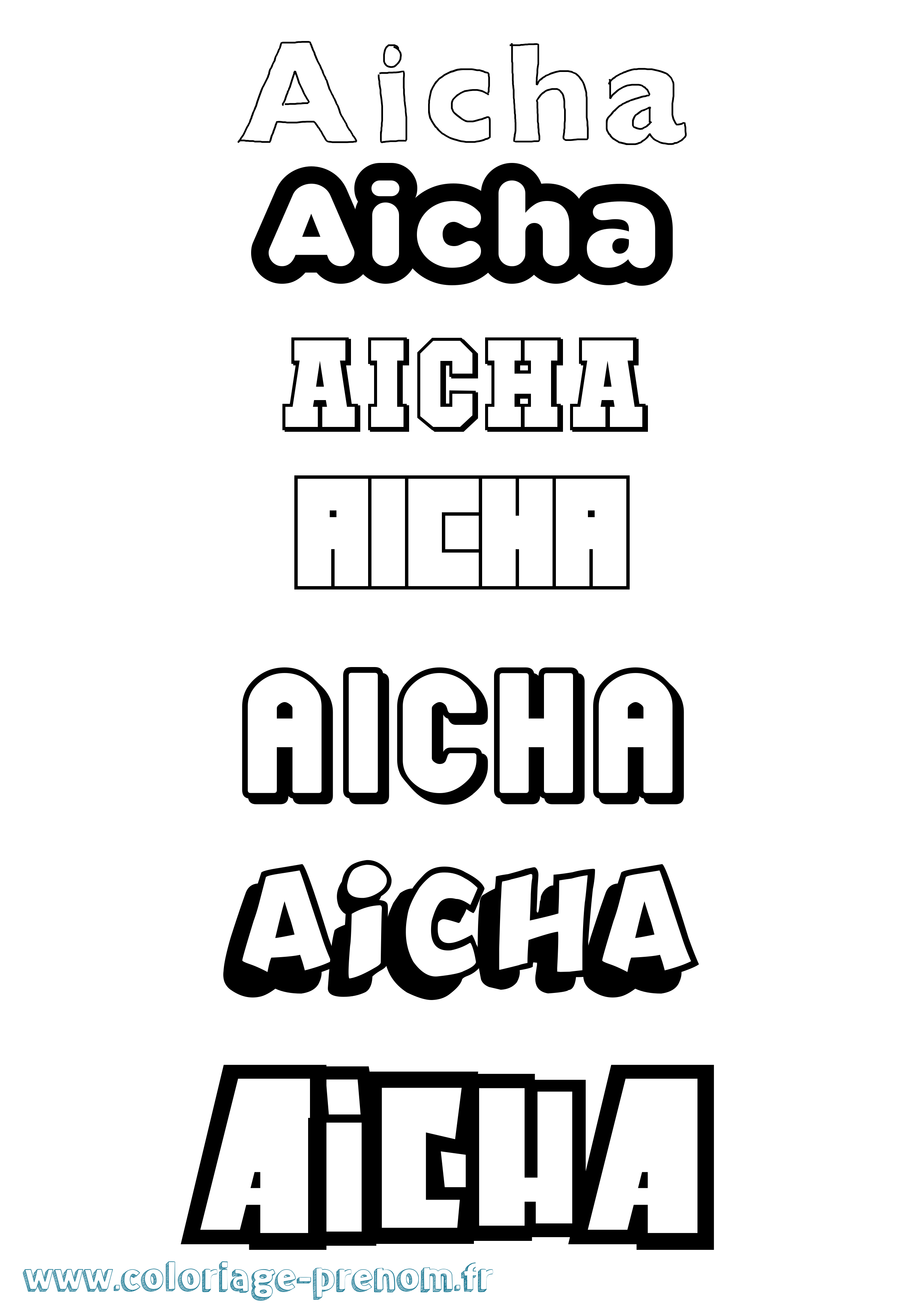 Coloriage prénom Aicha Simple