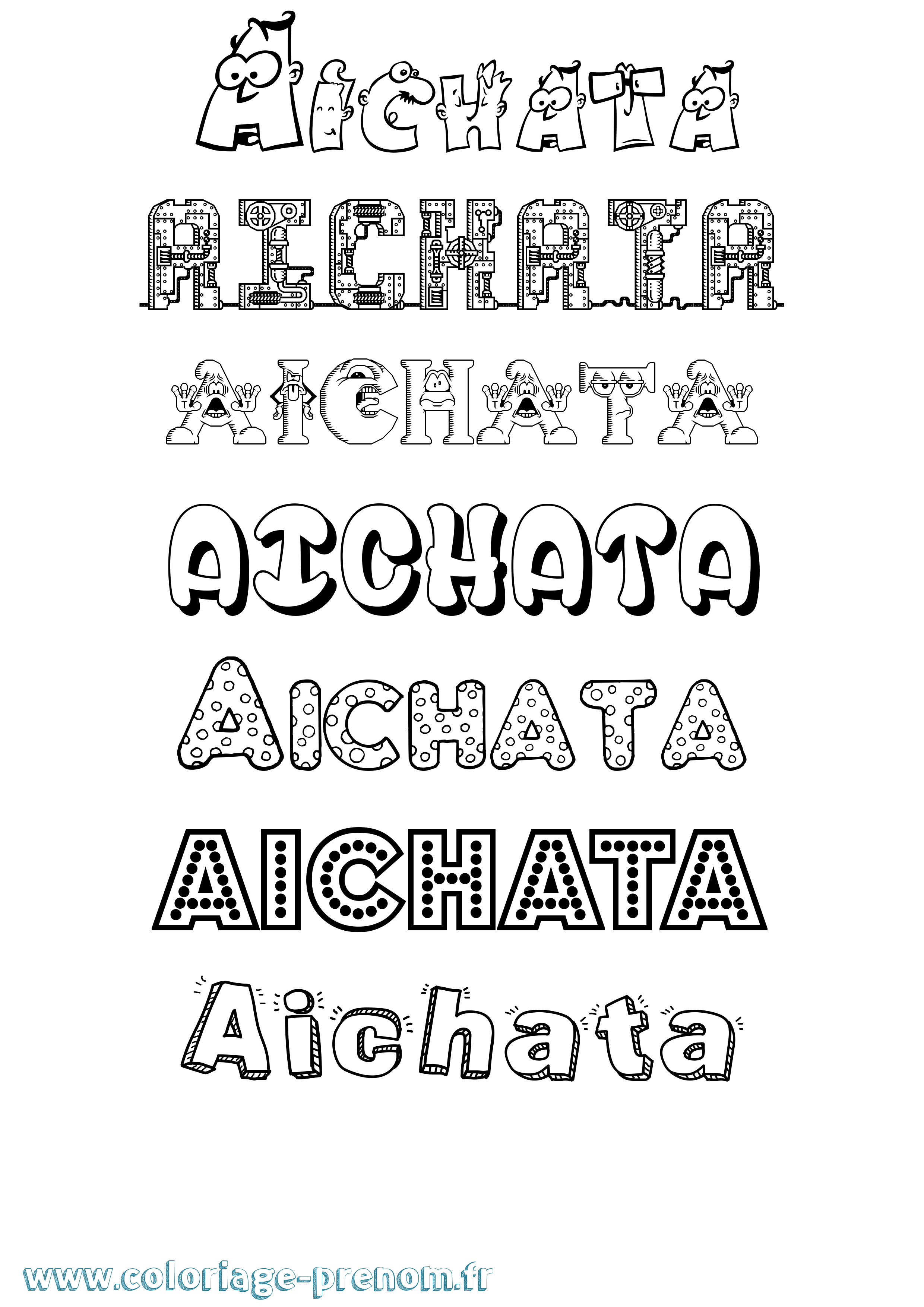 Coloriage prénom Aichata Fun