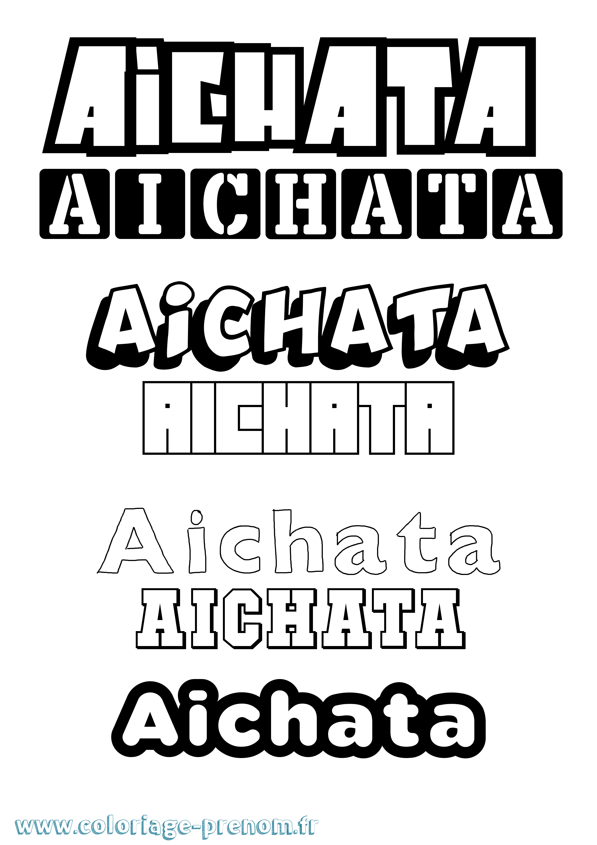Coloriage prénom Aichata Simple