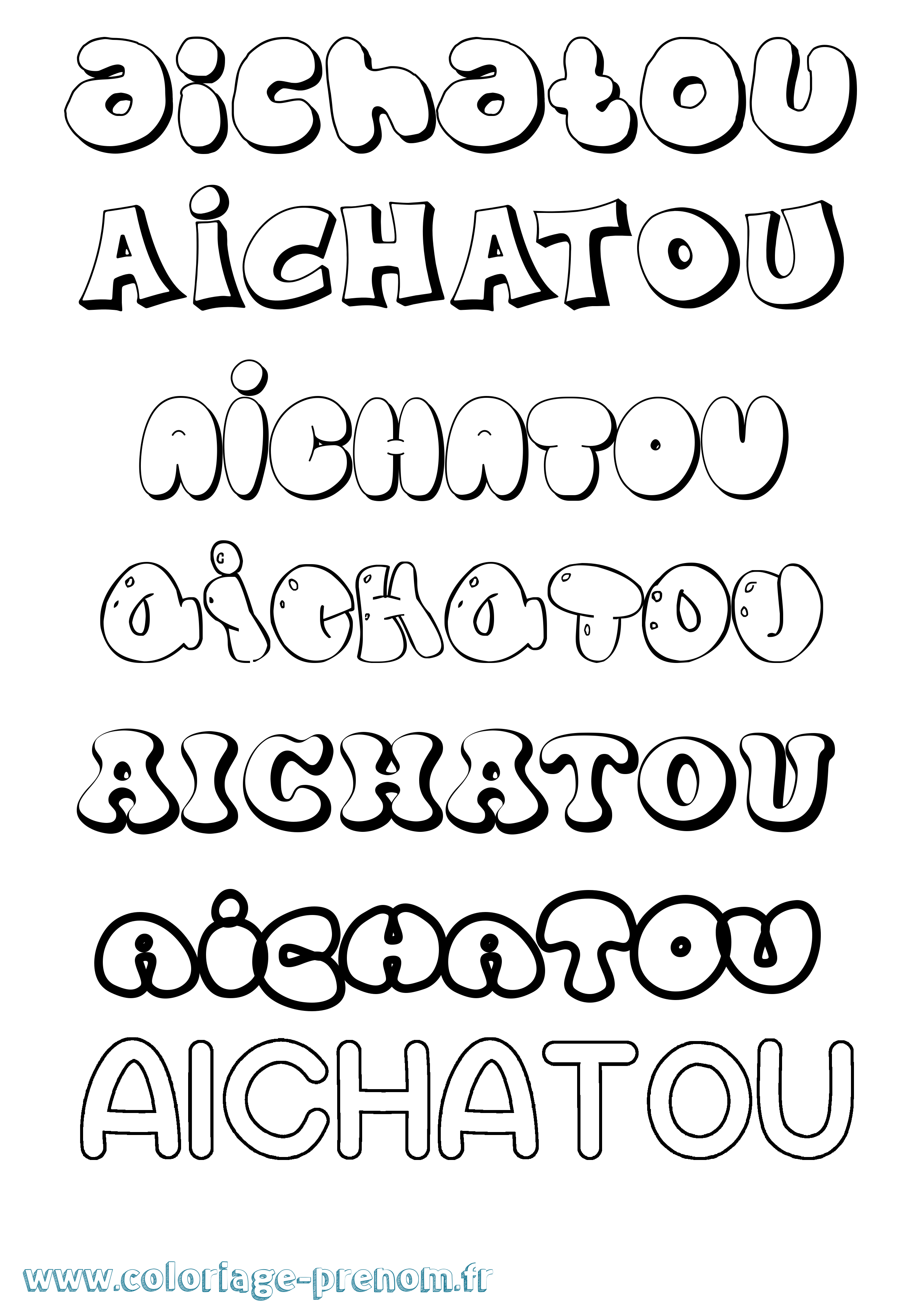 Coloriage prénom Aichatou Bubble