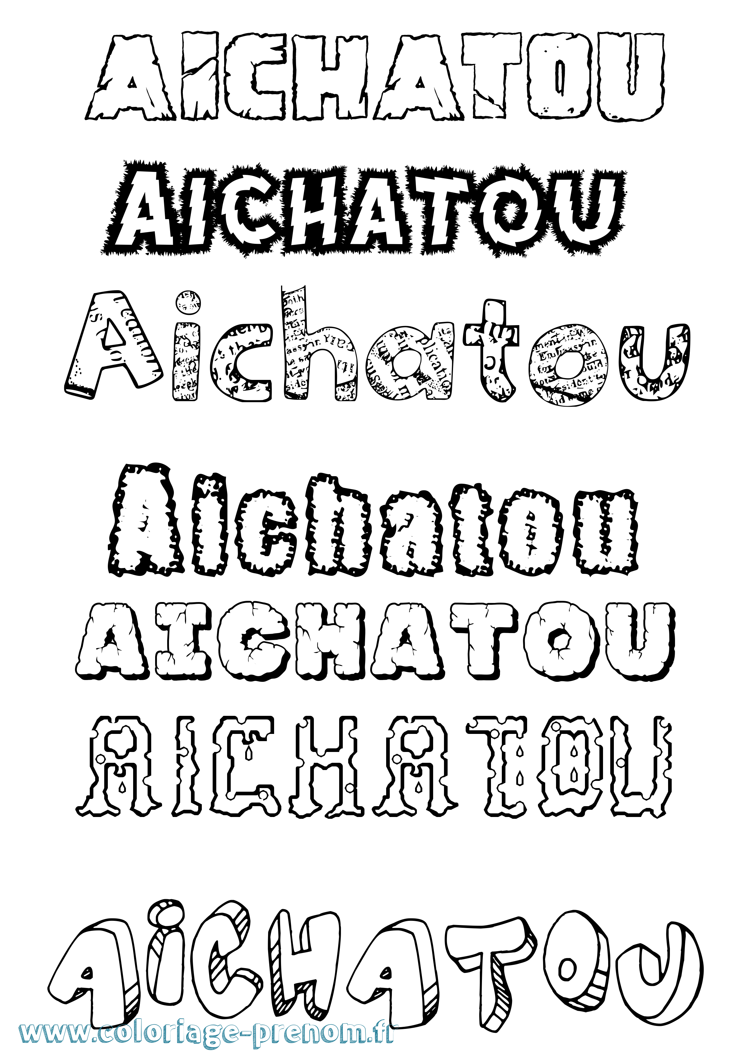 Coloriage prénom Aichatou Destructuré