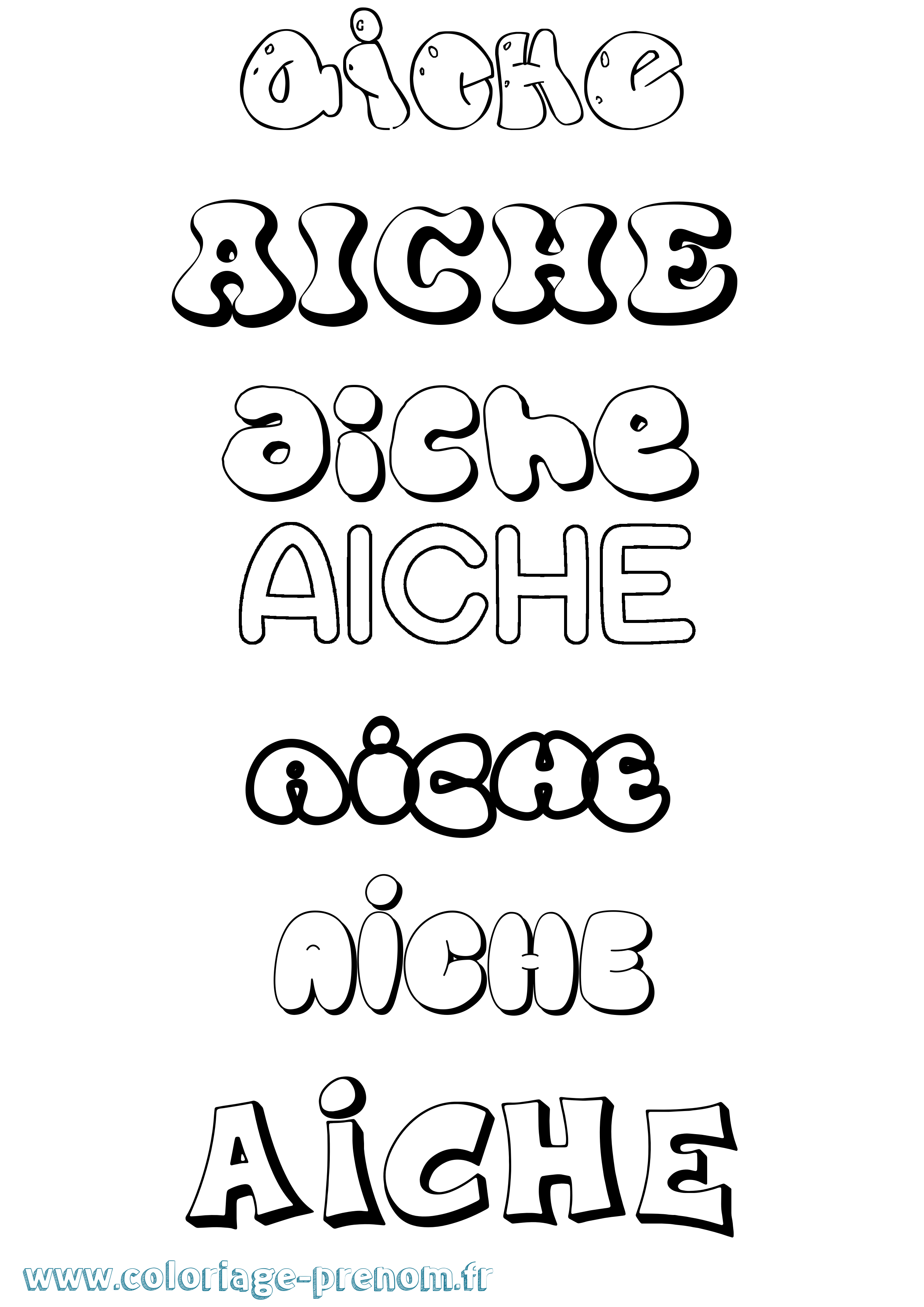Coloriage prénom Aiche Bubble