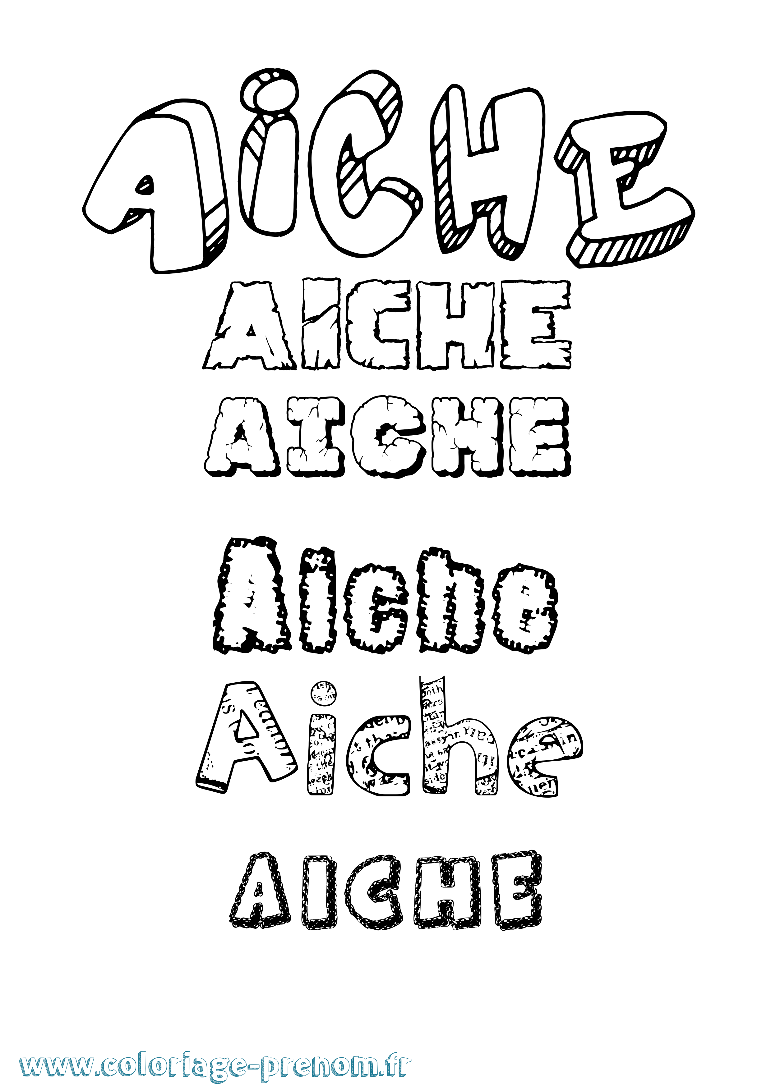 Coloriage Aiche Destructuré Coloriage prénom Aiche Destructuré
