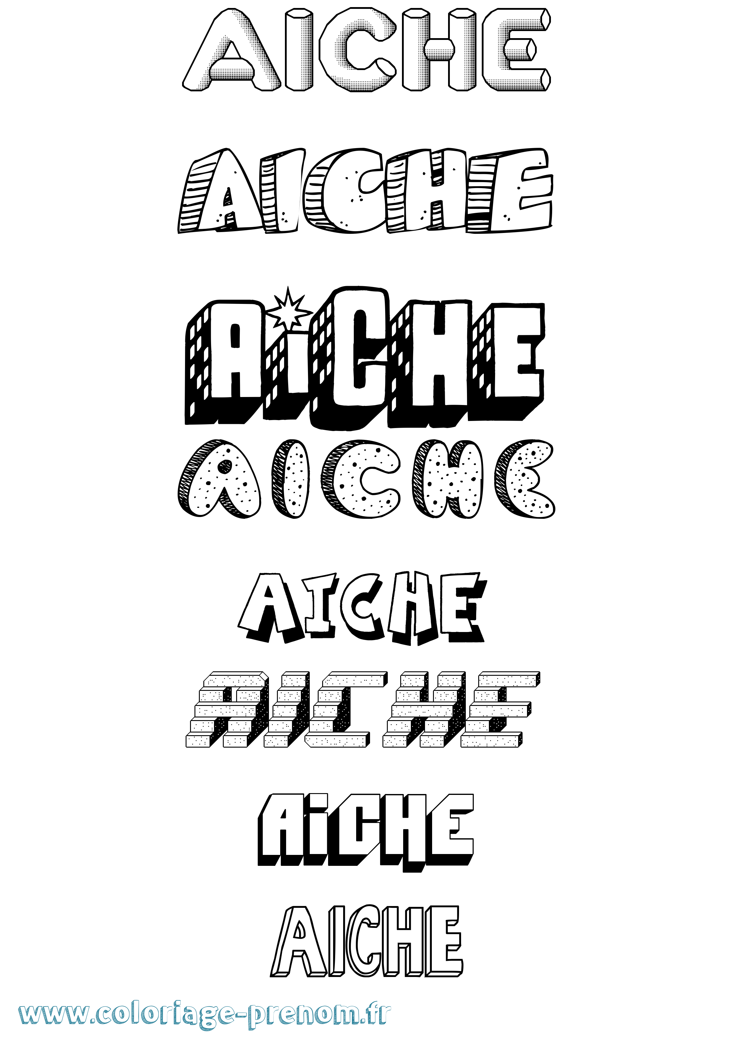 Coloriage Aiche Effet 3D Coloriage prénom Aiche Effet 3D