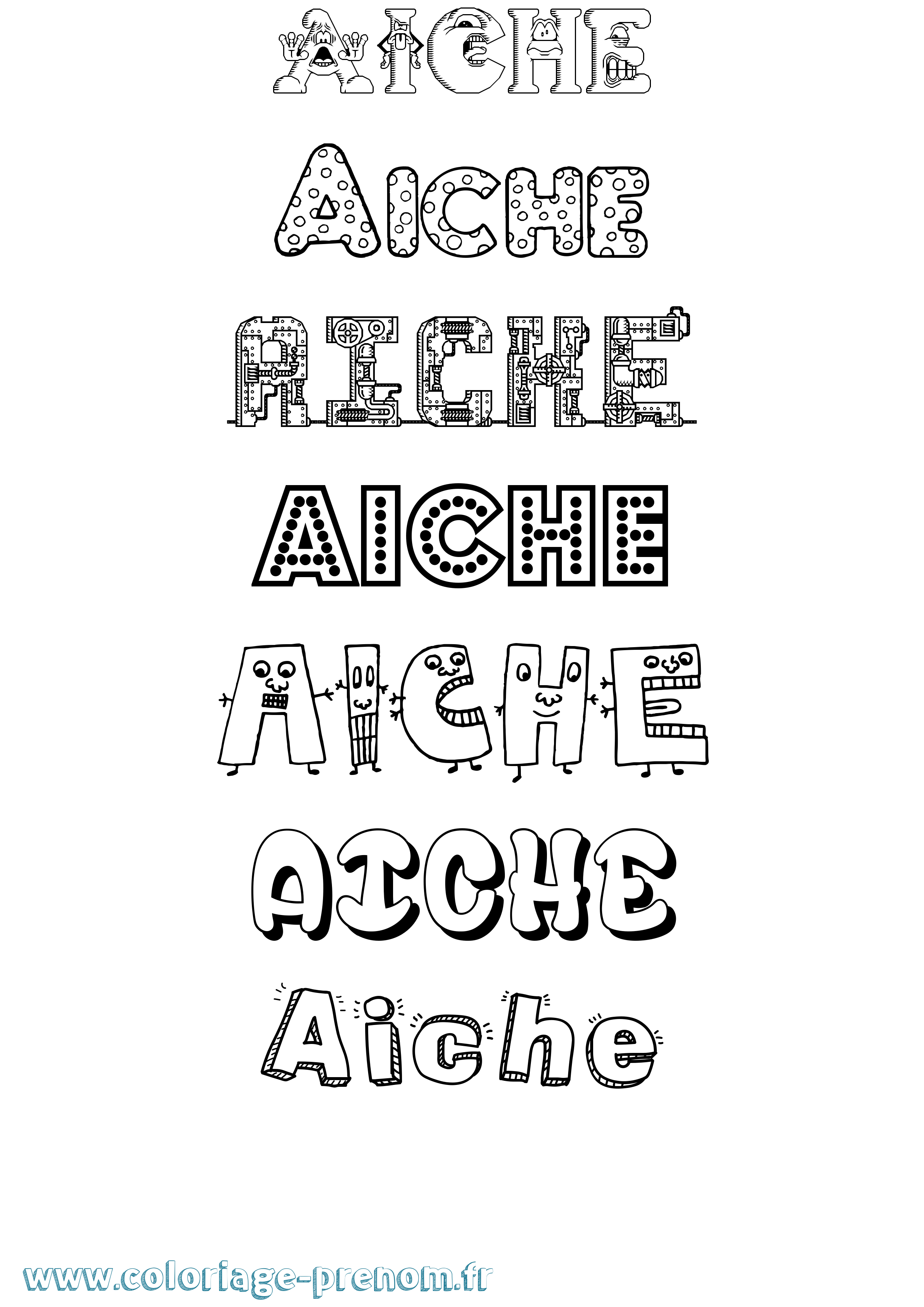 Coloriage Aiche Fun Coloriage prénom Aiche Fun