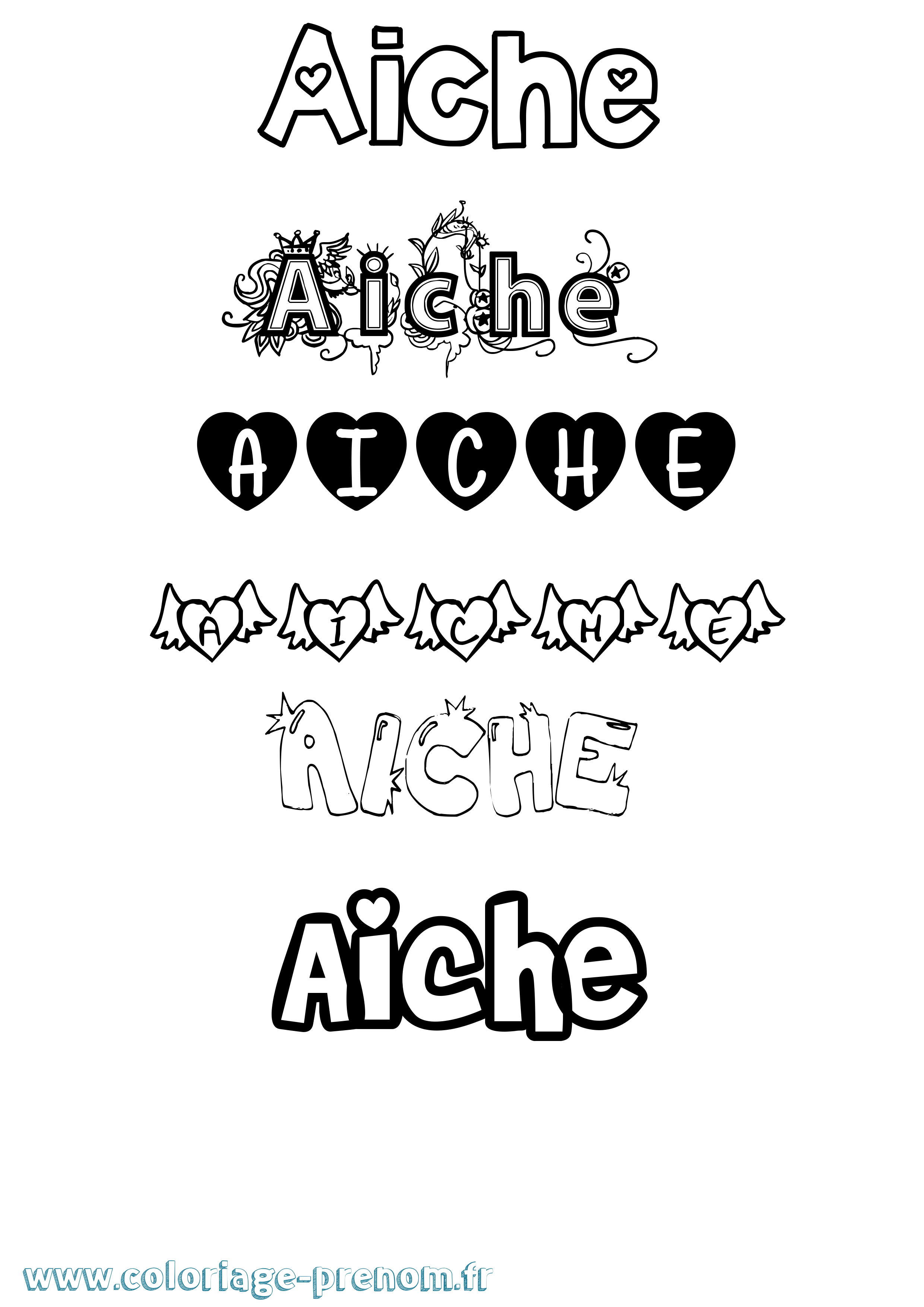 Coloriage Aiche Girly Coloriage prénom Aiche Girly