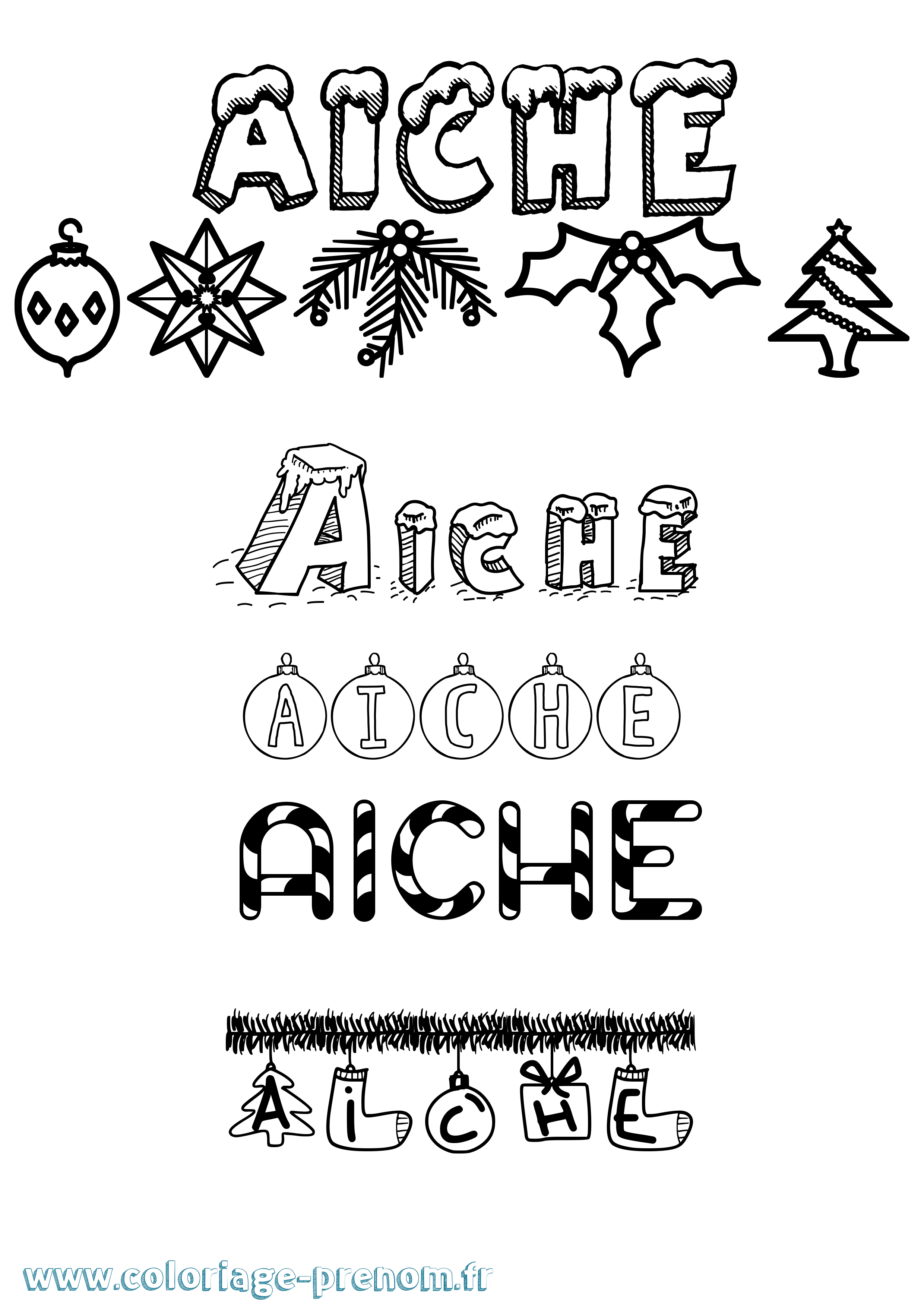 Coloriage Aiche Noël Coloriage prénom Aiche Noël