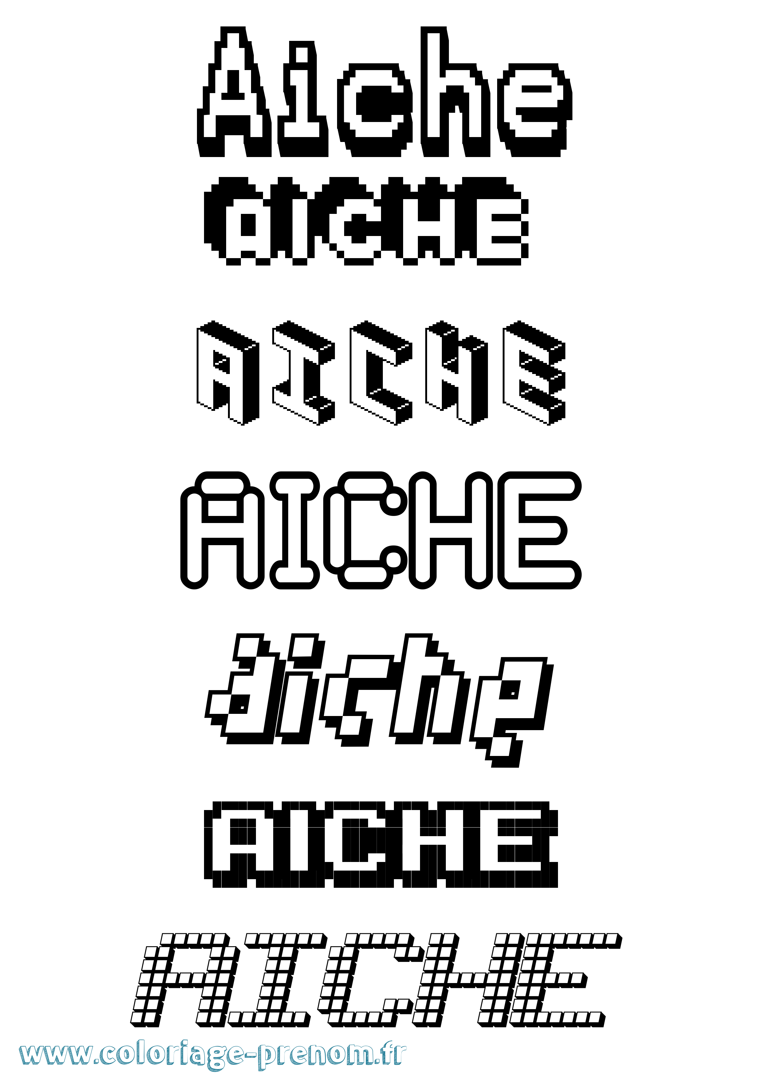 Coloriage prénom Aiche Pixel