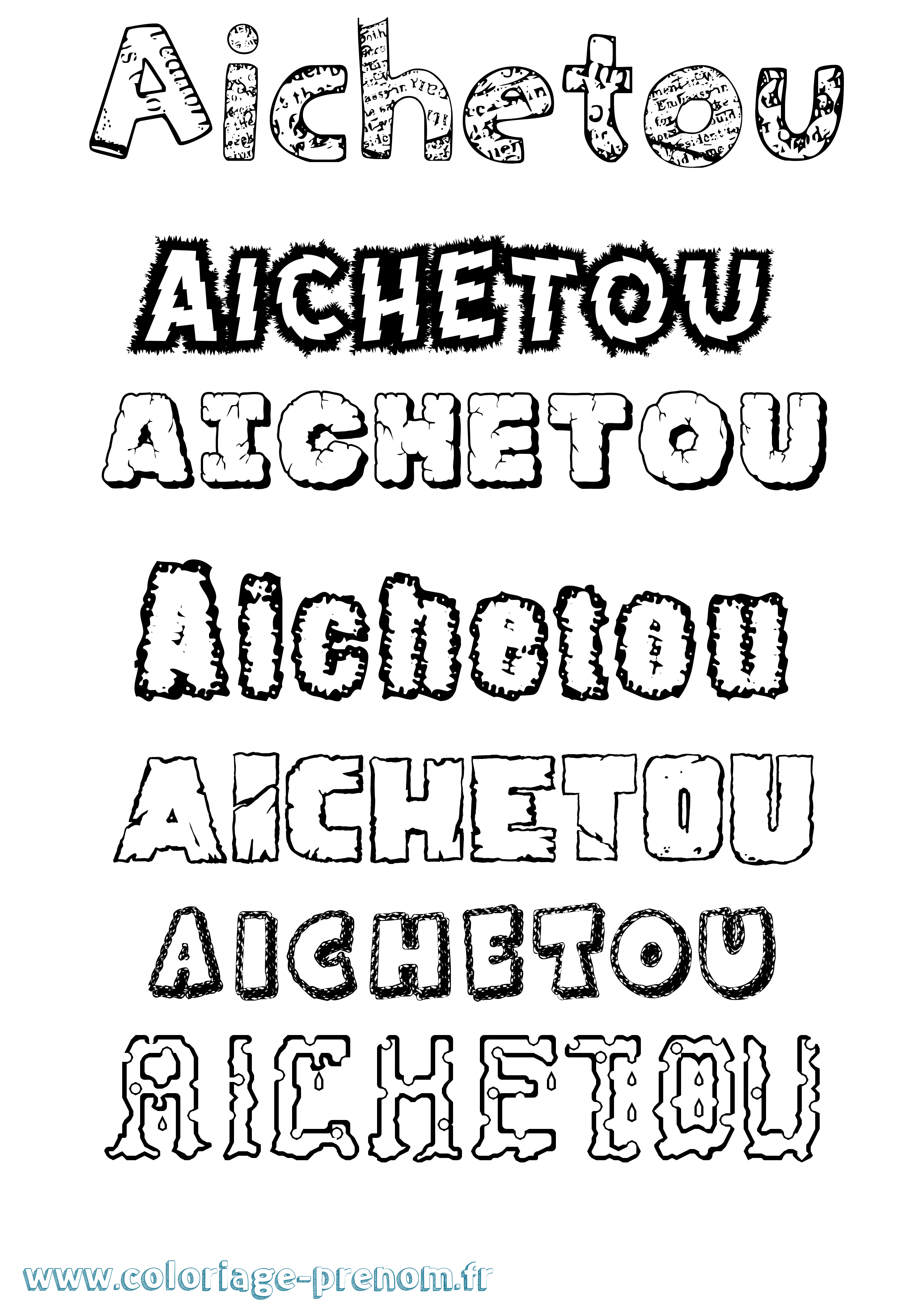 Coloriage prénom Aichetou Destructuré