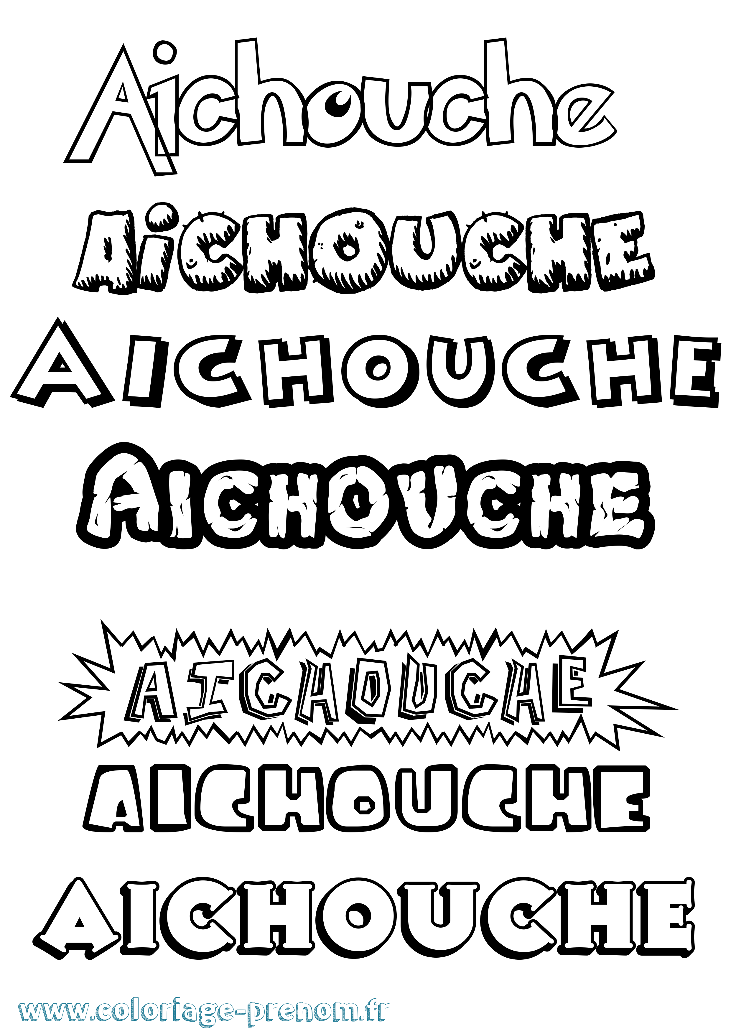 Coloriage prénom Aichouche Dessin Animé