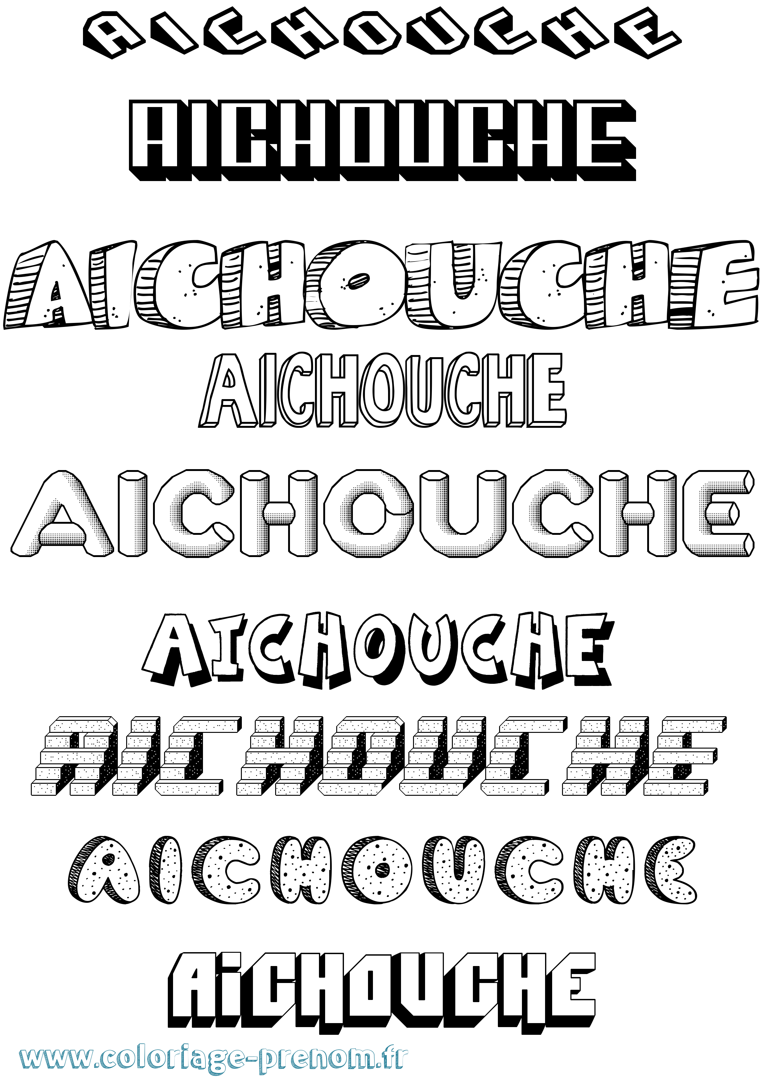 Coloriage prénom Aichouche Effet 3D