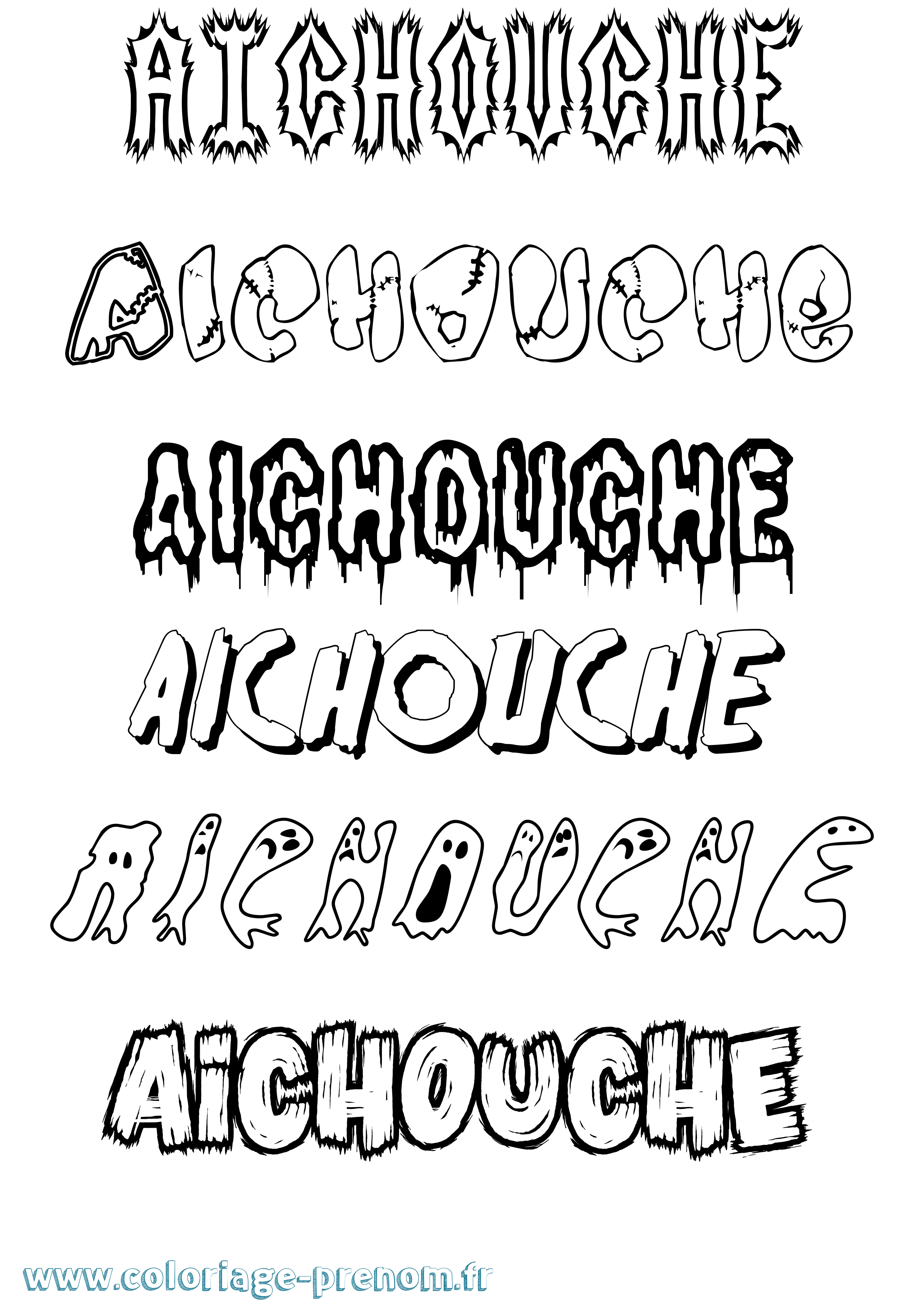 Coloriage prénom Aichouche Frisson