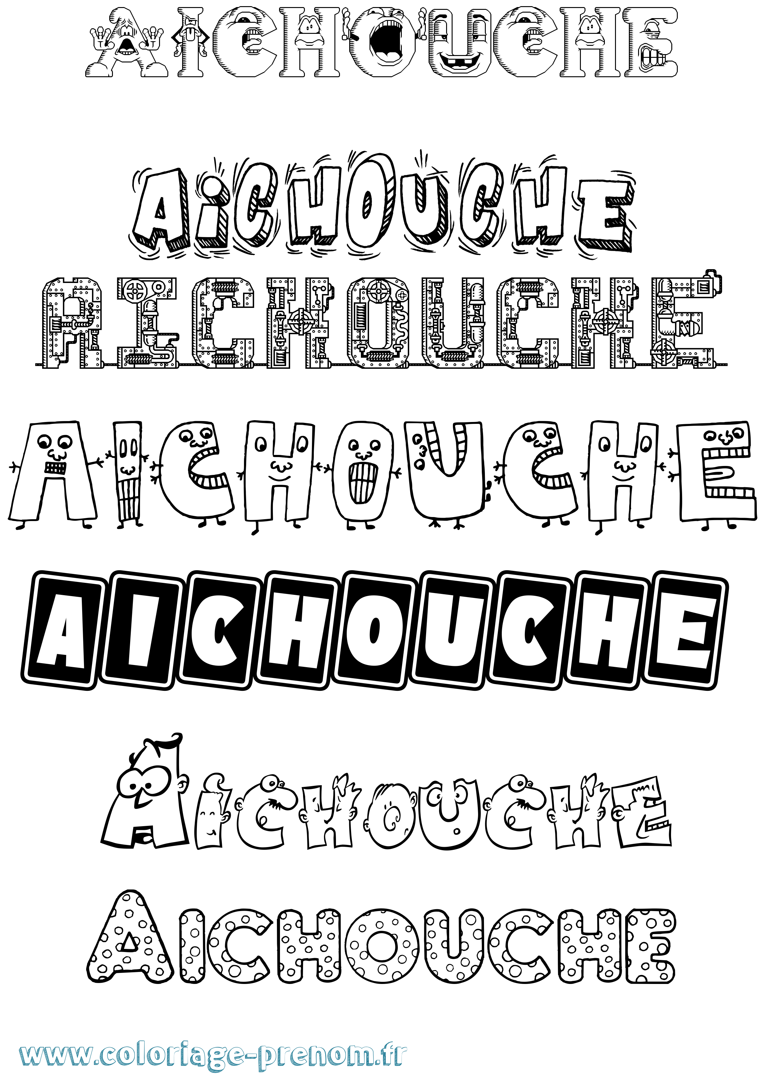 Coloriage prénom Aichouche Fun
