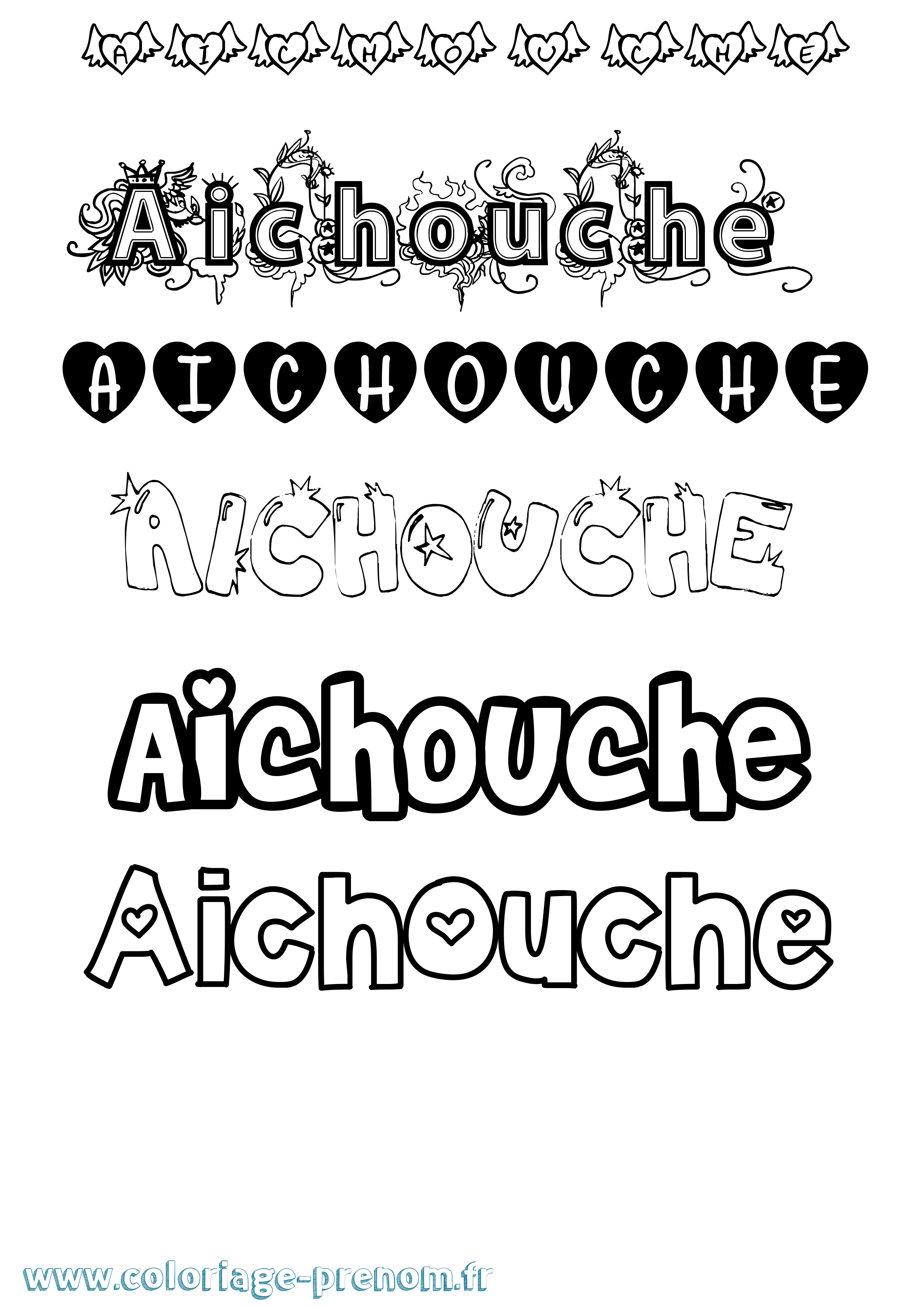 Coloriage prénom Aichouche Girly