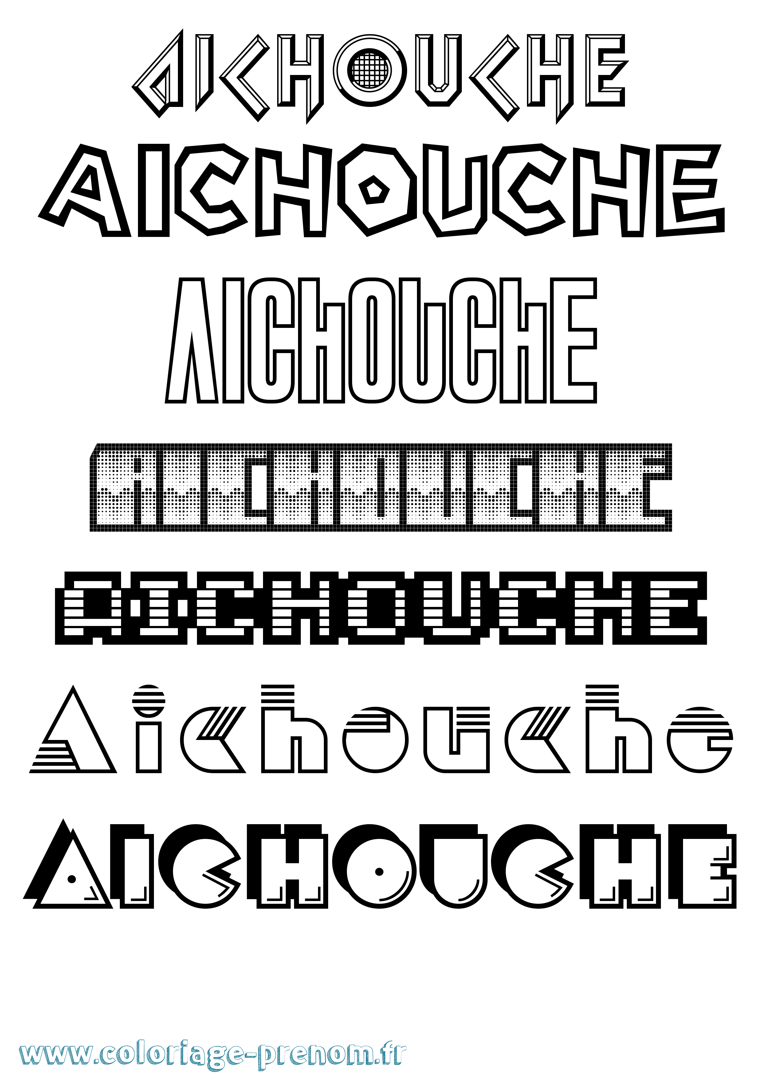 Coloriage prénom Aichouche Jeux Vidéos