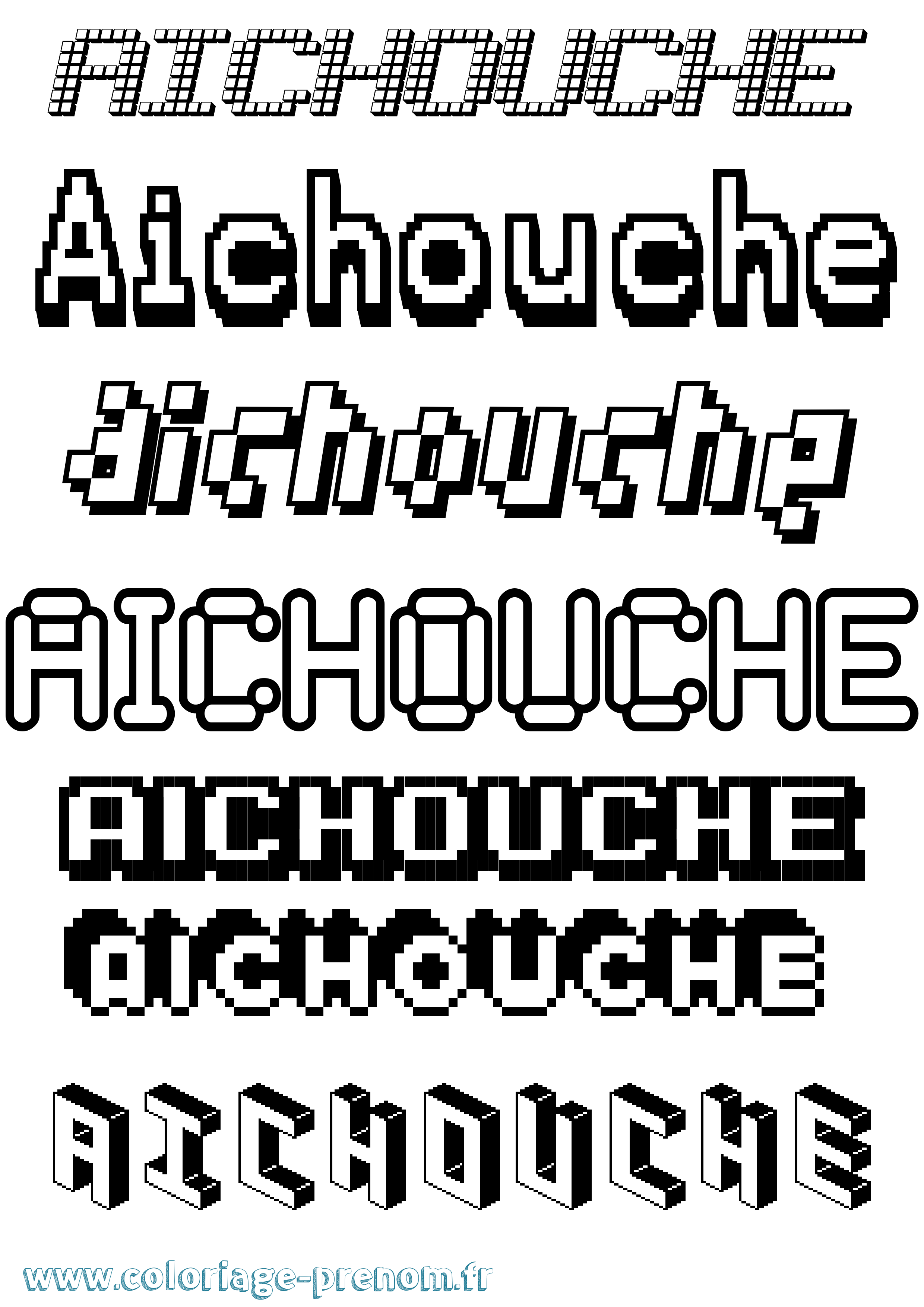 Coloriage prénom Aichouche Pixel