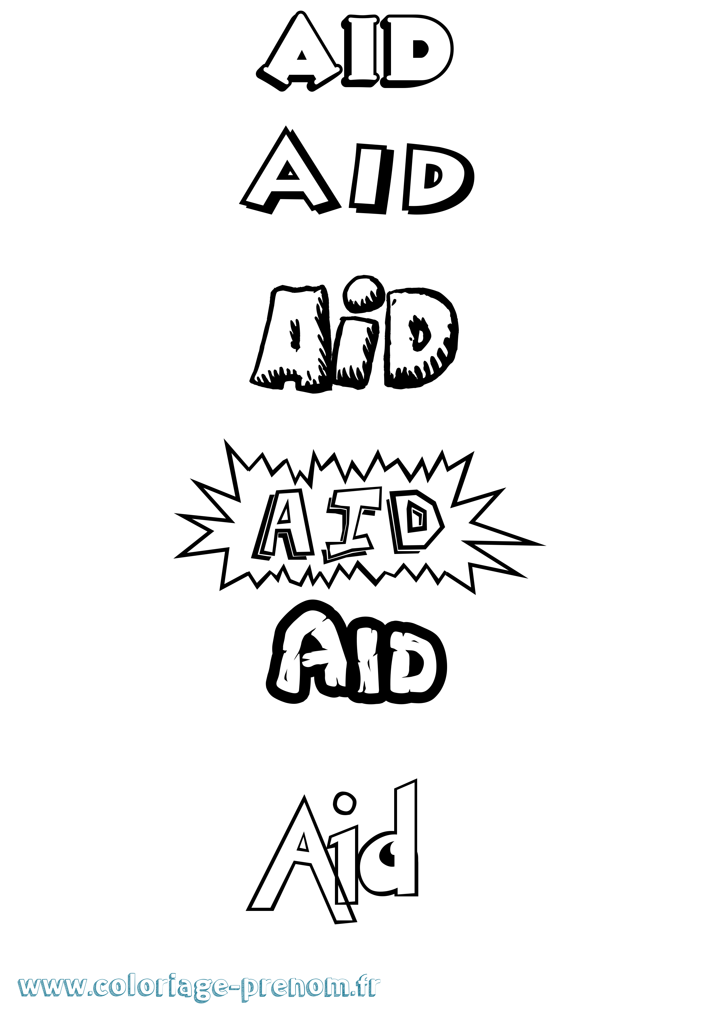 Coloriage Aid Dessin Animé Coloriage prénom Aid Dessin Animé