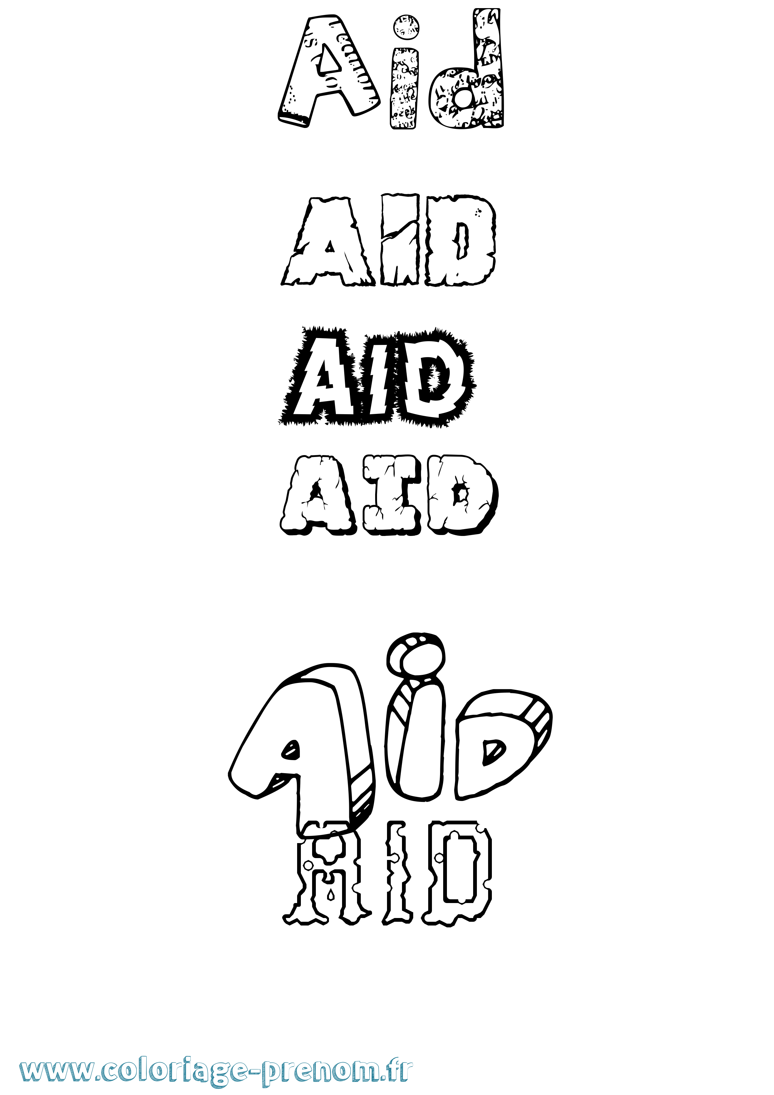 Coloriage Aid Destructuré Coloriage prénom Aid Destructuré