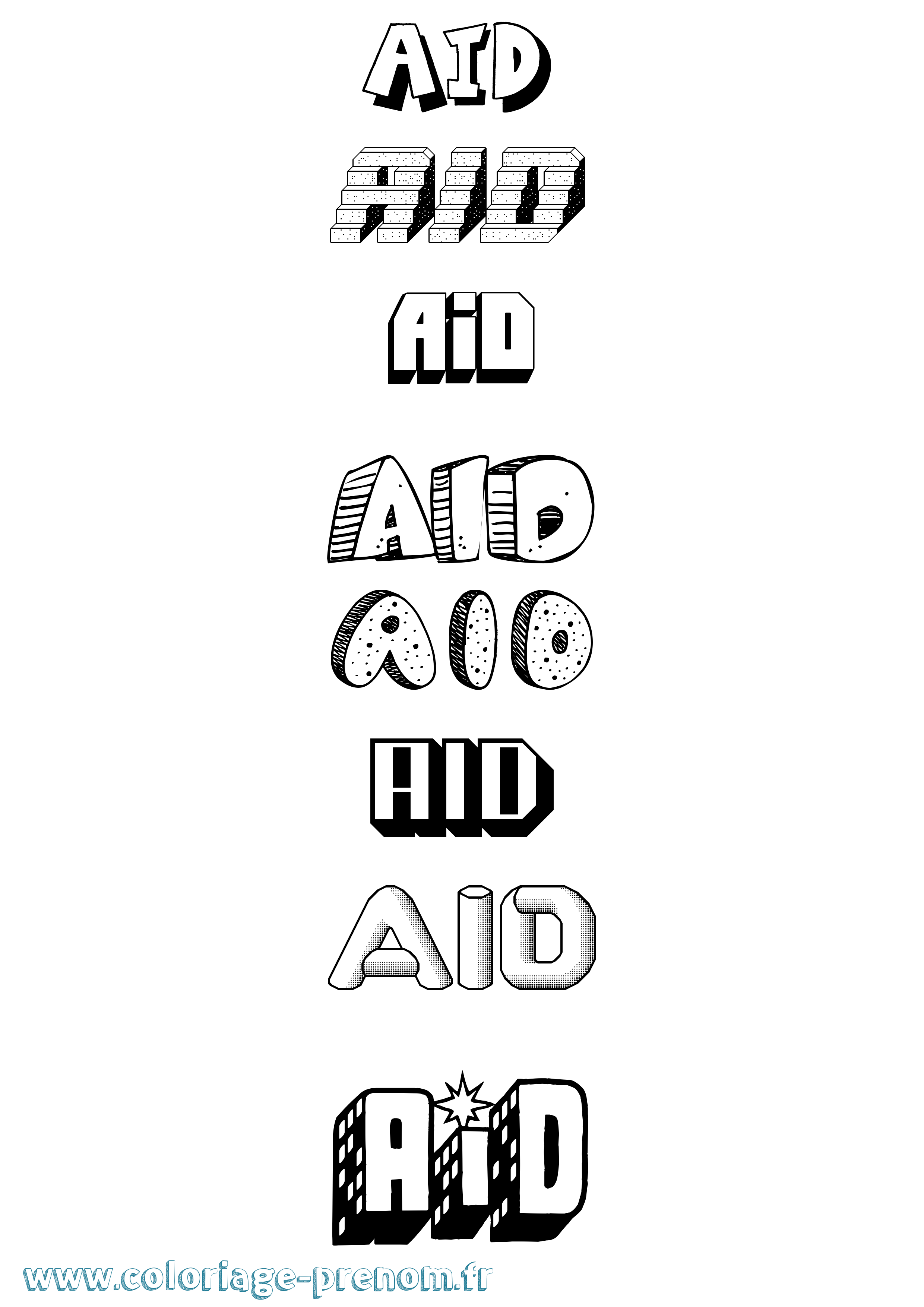 Coloriage Aid Effet 3D Coloriage prénom Aid Effet 3D