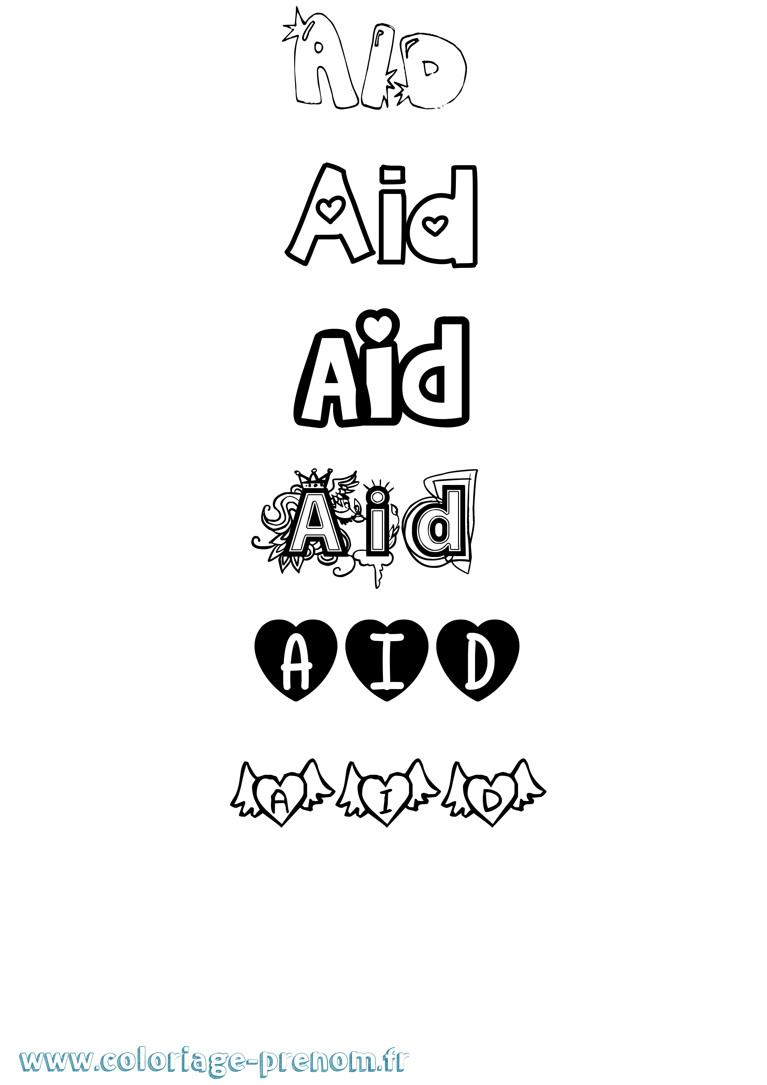 Coloriage Aid Girly Coloriage prénom Aid Girly