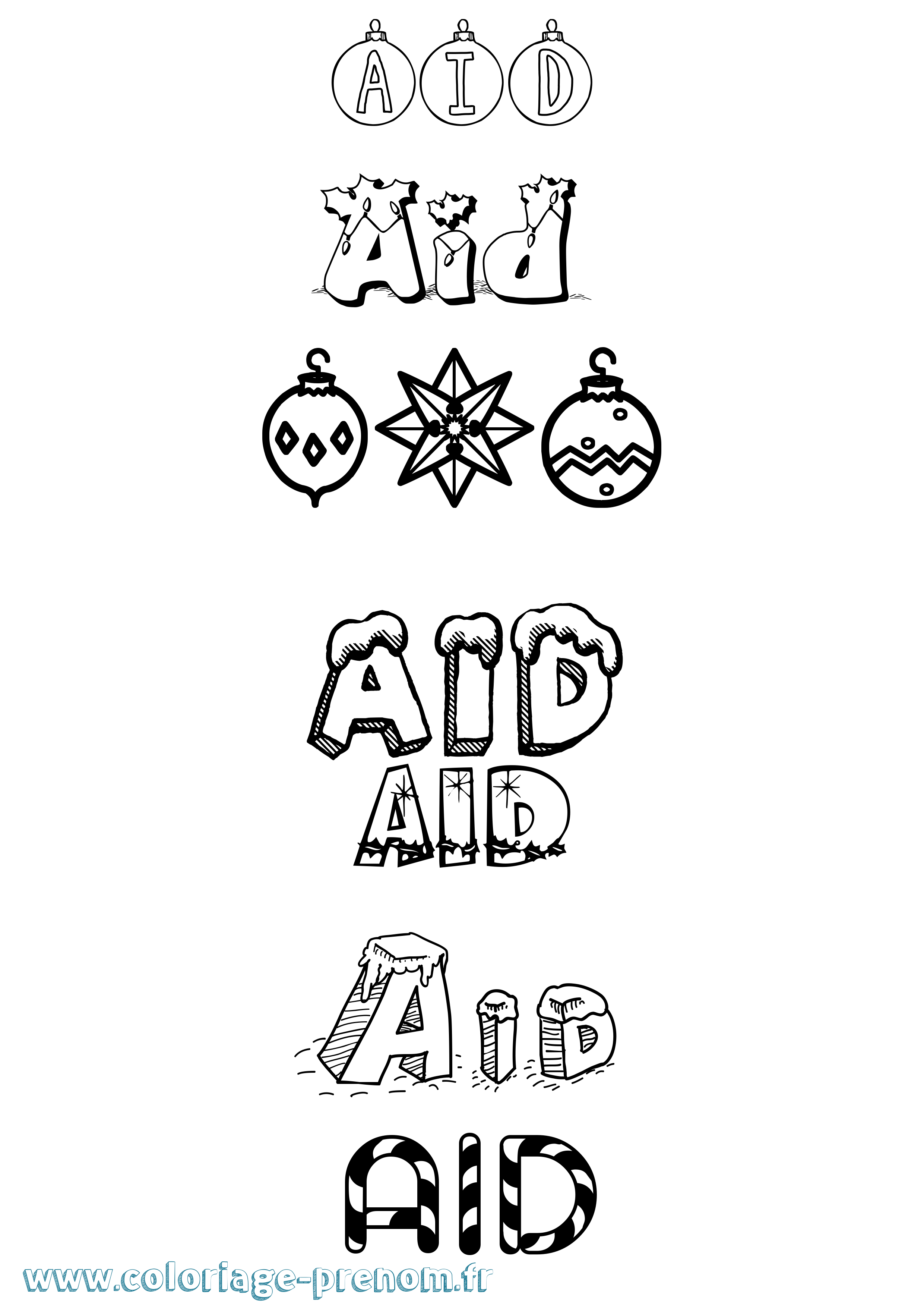 Coloriage Aid Noël Coloriage prénom Aid Noël
