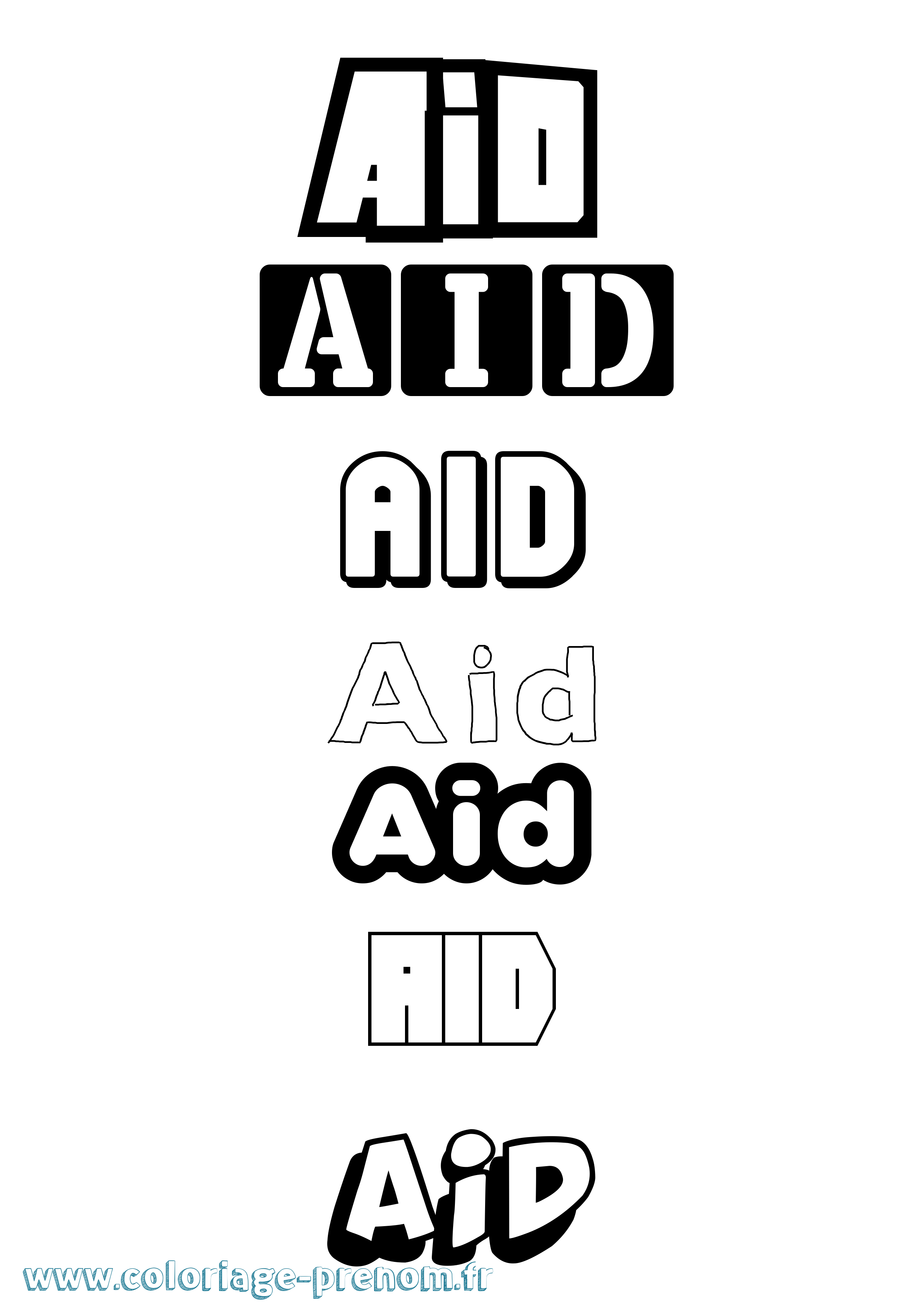 Coloriage prénom Aid Simple