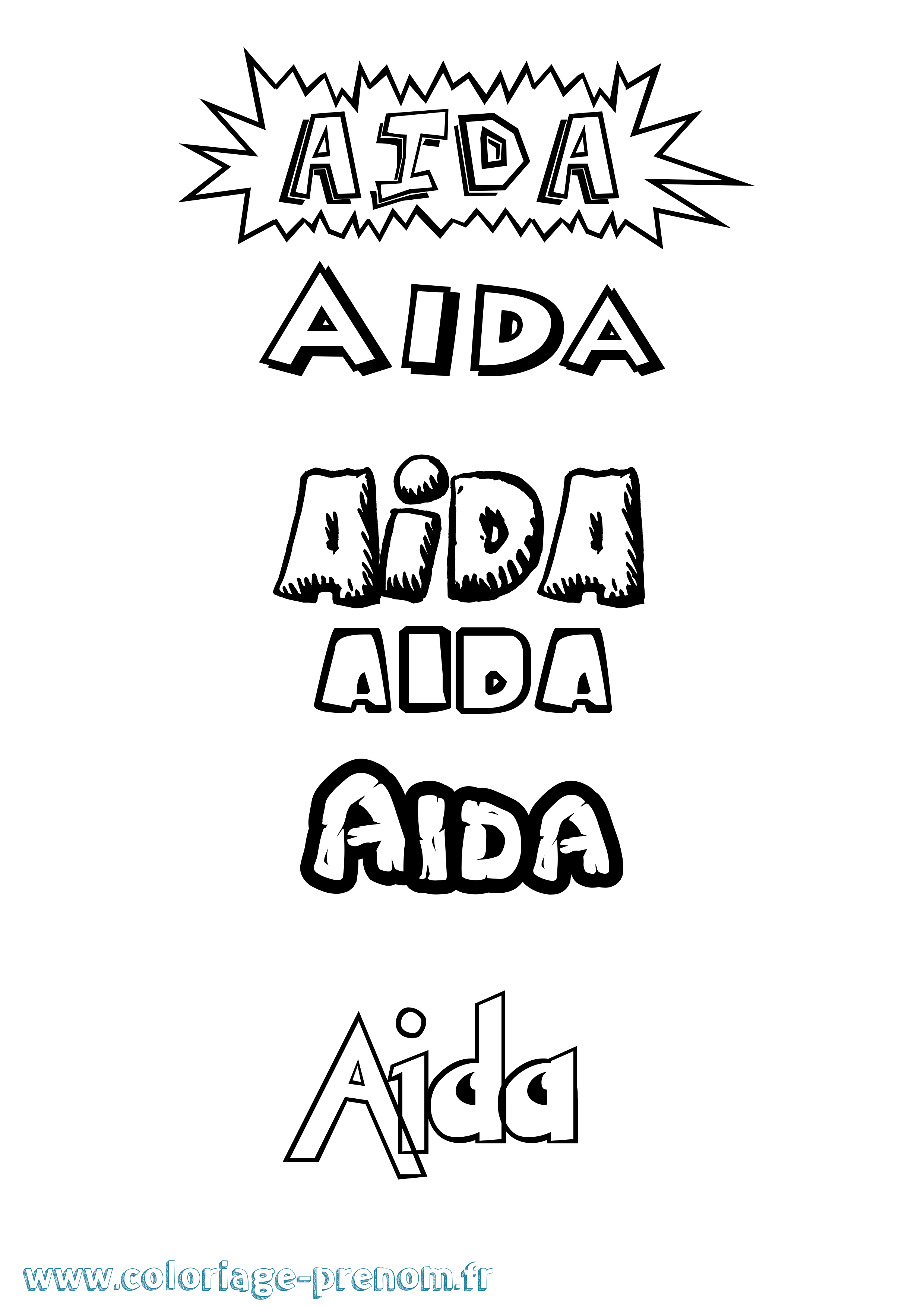 Coloriage prénom Aida Dessin Animé