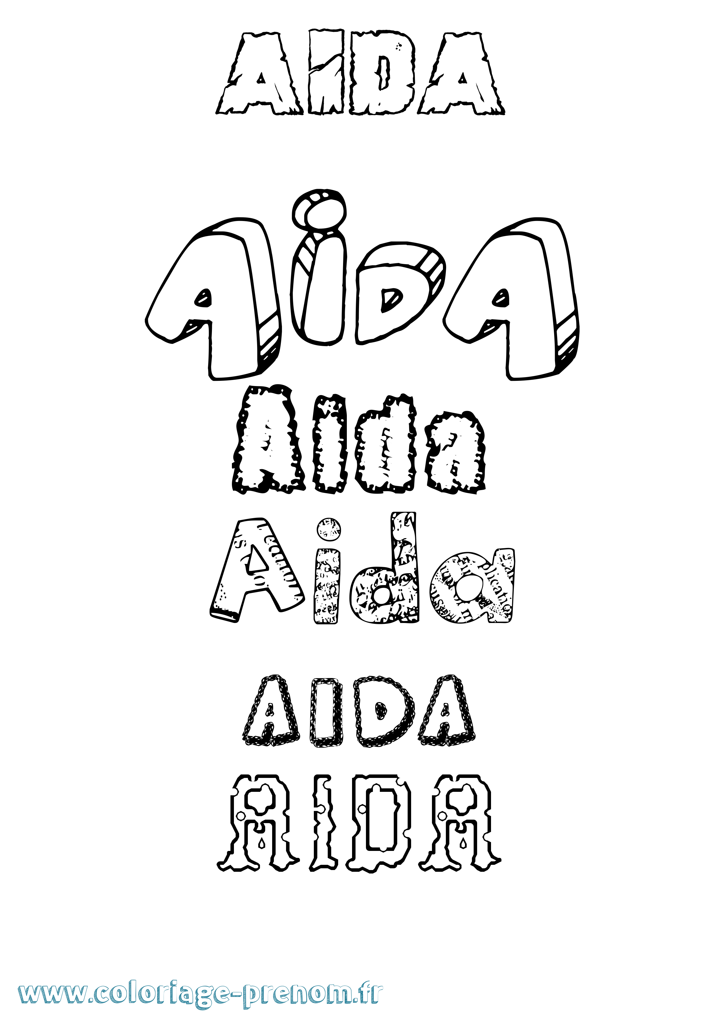 Coloriage prénom Aida Destructuré