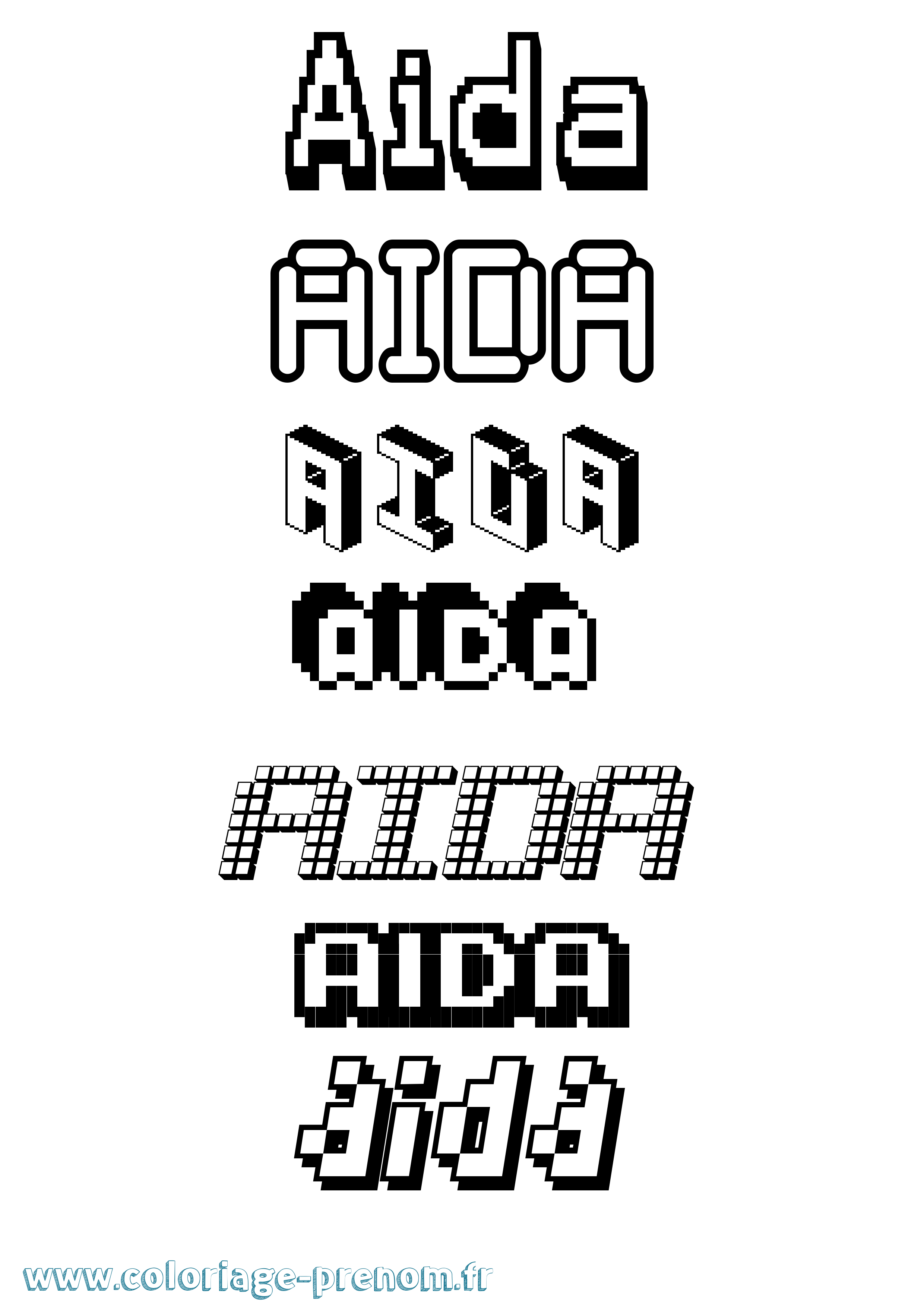 Coloriage prénom Aida Pixel