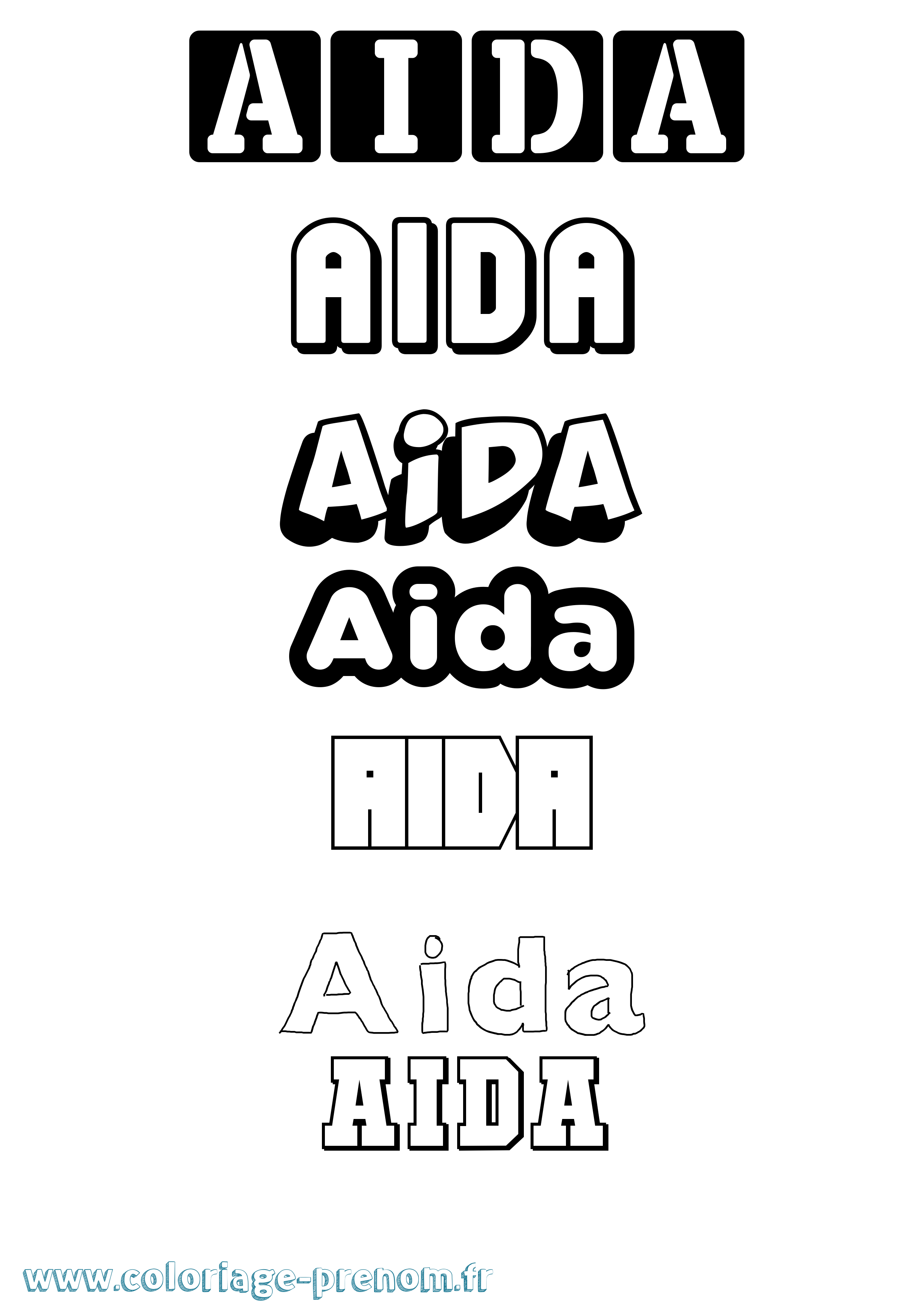Coloriage prénom Aida Simple
