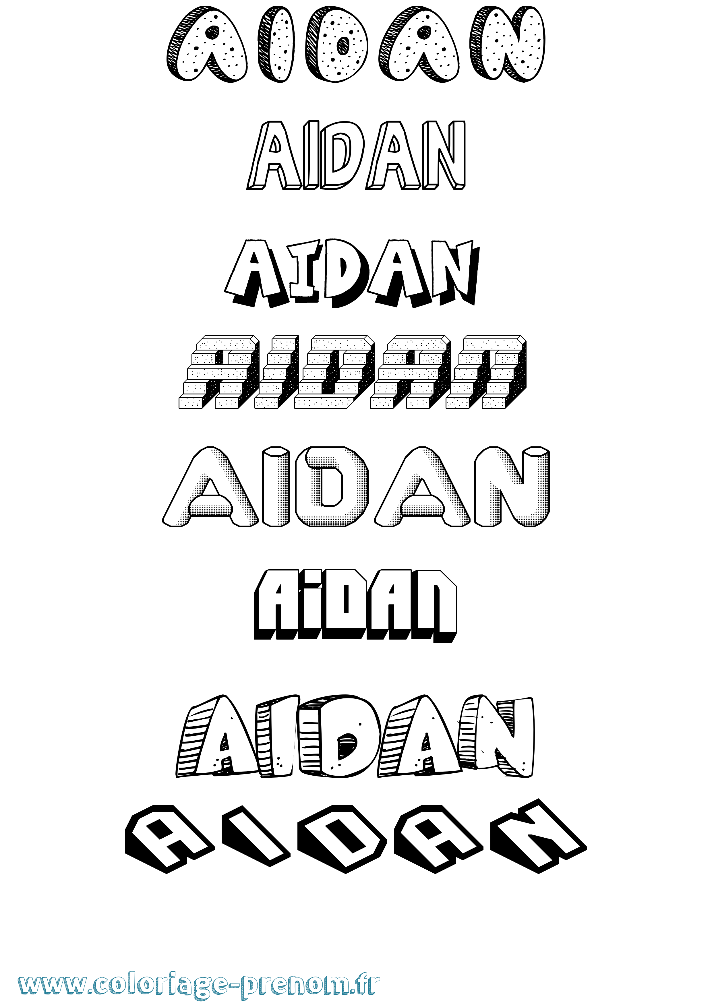 Coloriage Aidan Coloriage prénom Aidan