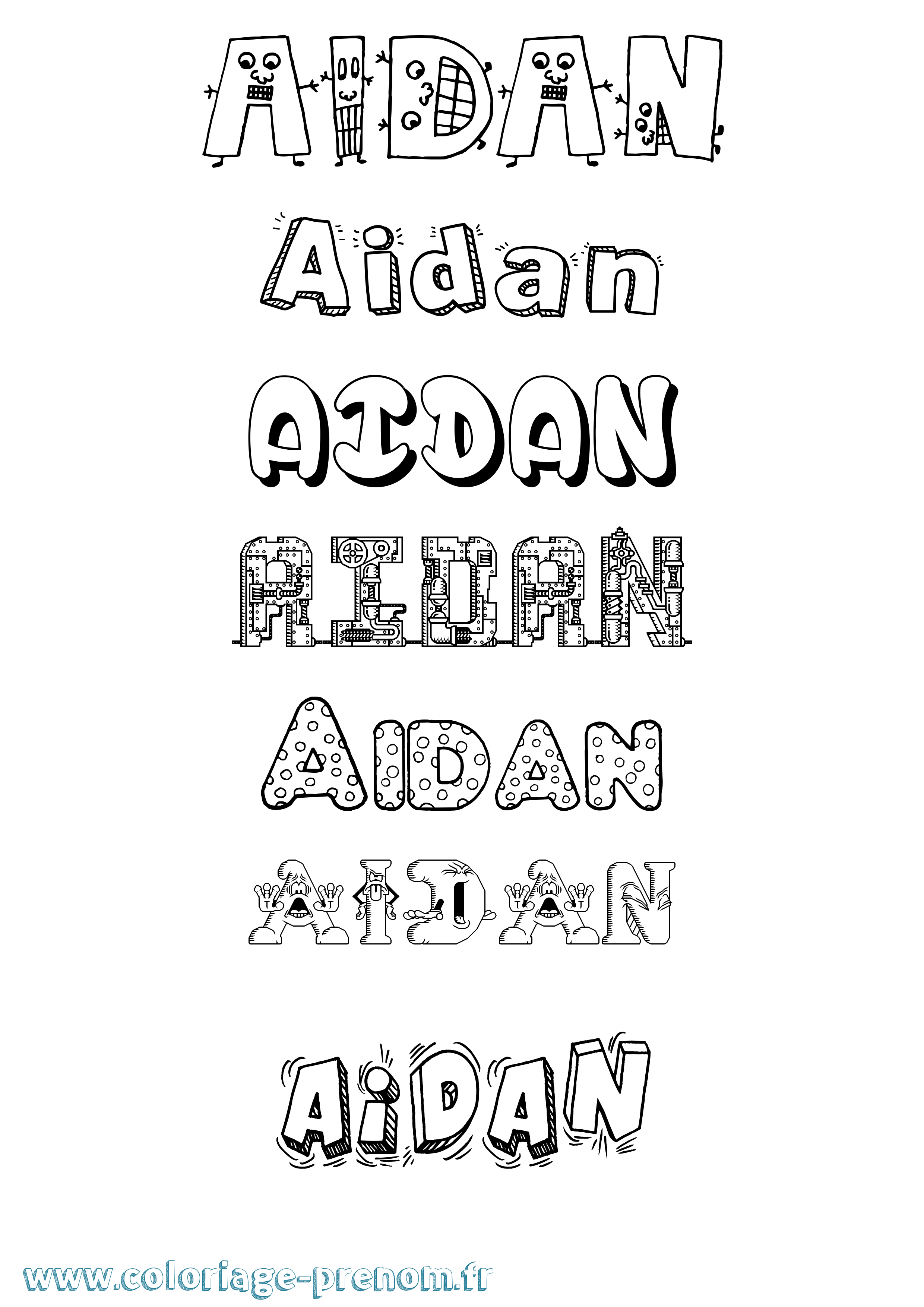 Coloriage Aidan Coloriage prénom Aidan