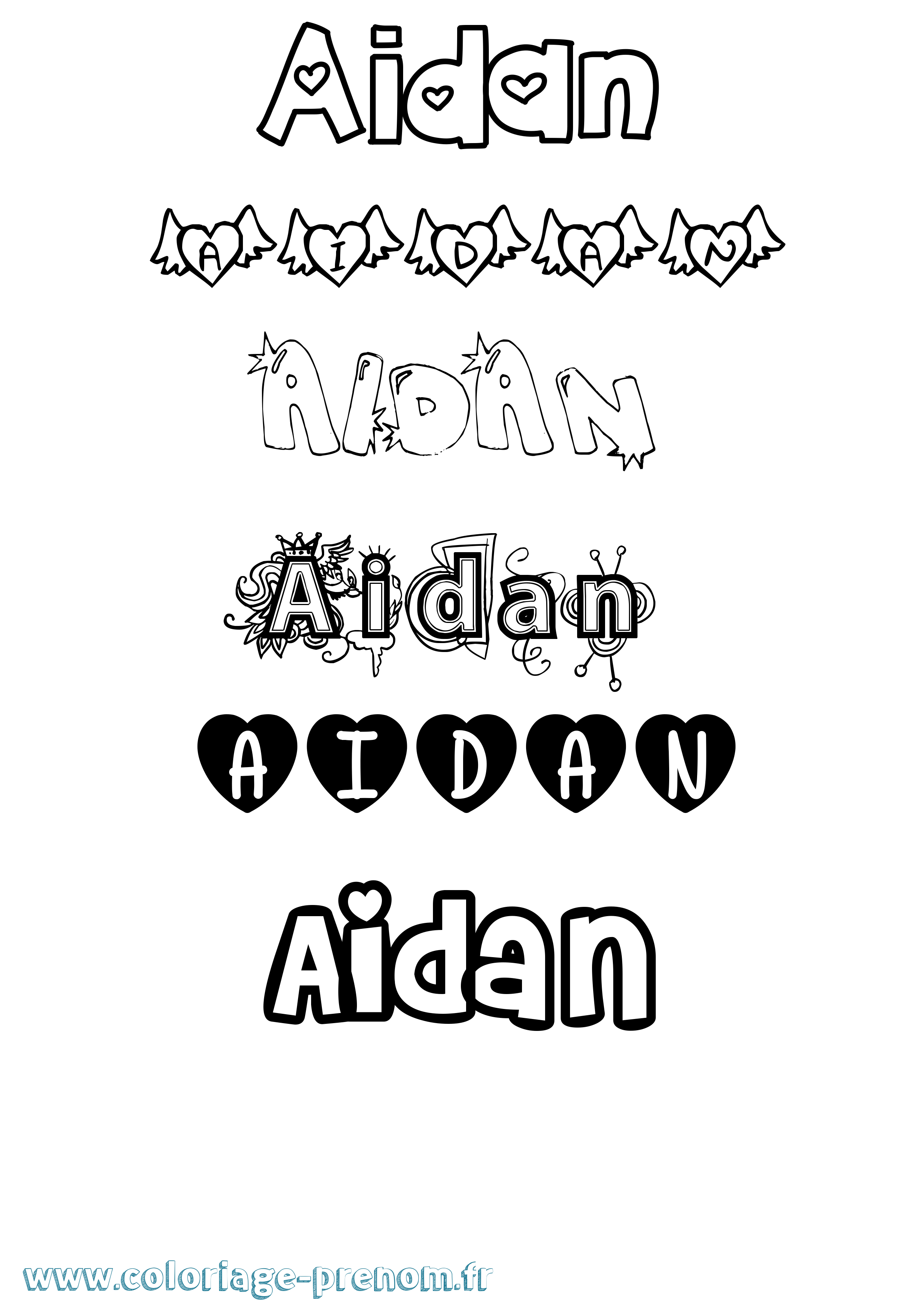 Coloriage Aidan Coloriage prénom Aidan