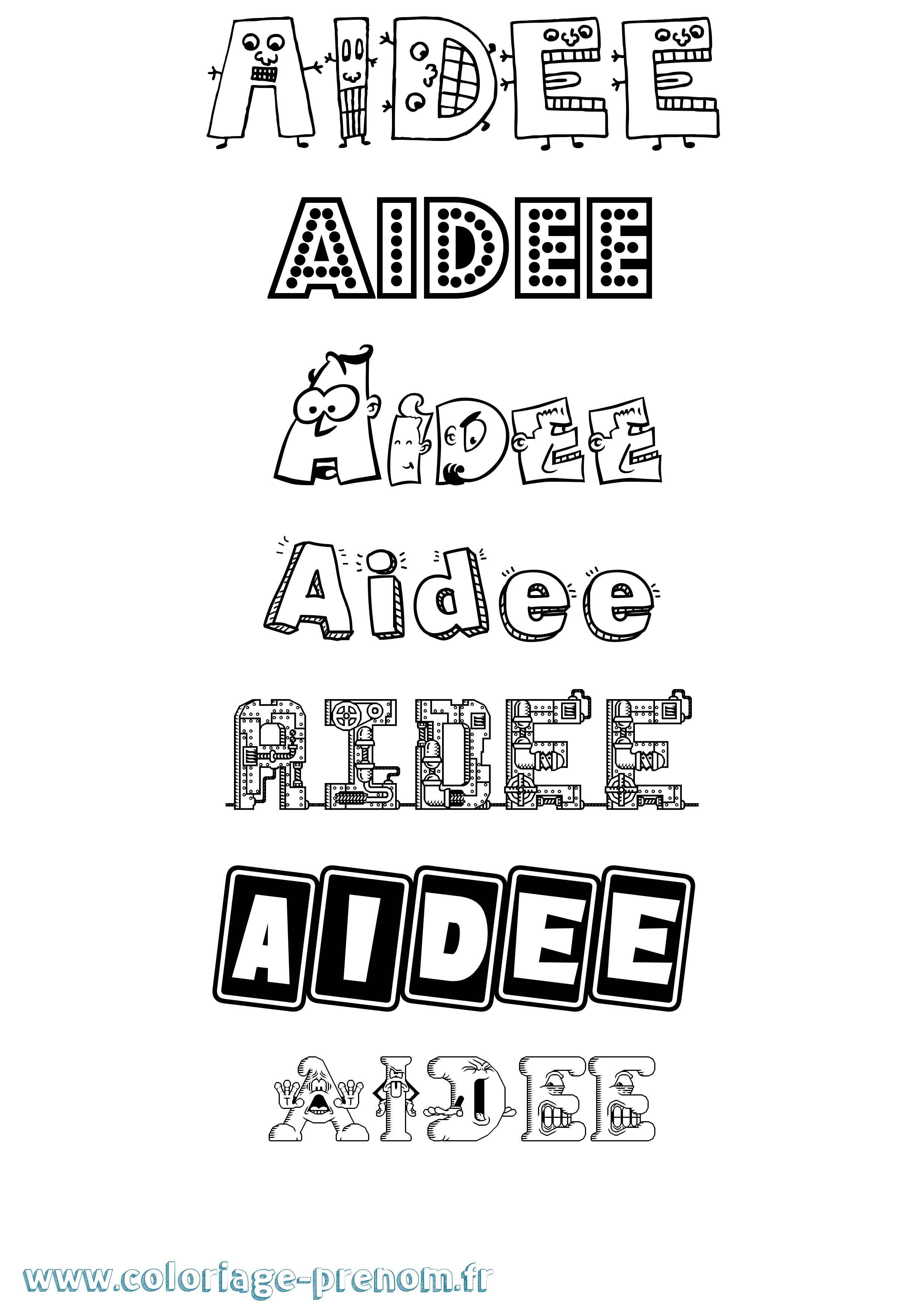 Coloriage prénom Aidee Fun