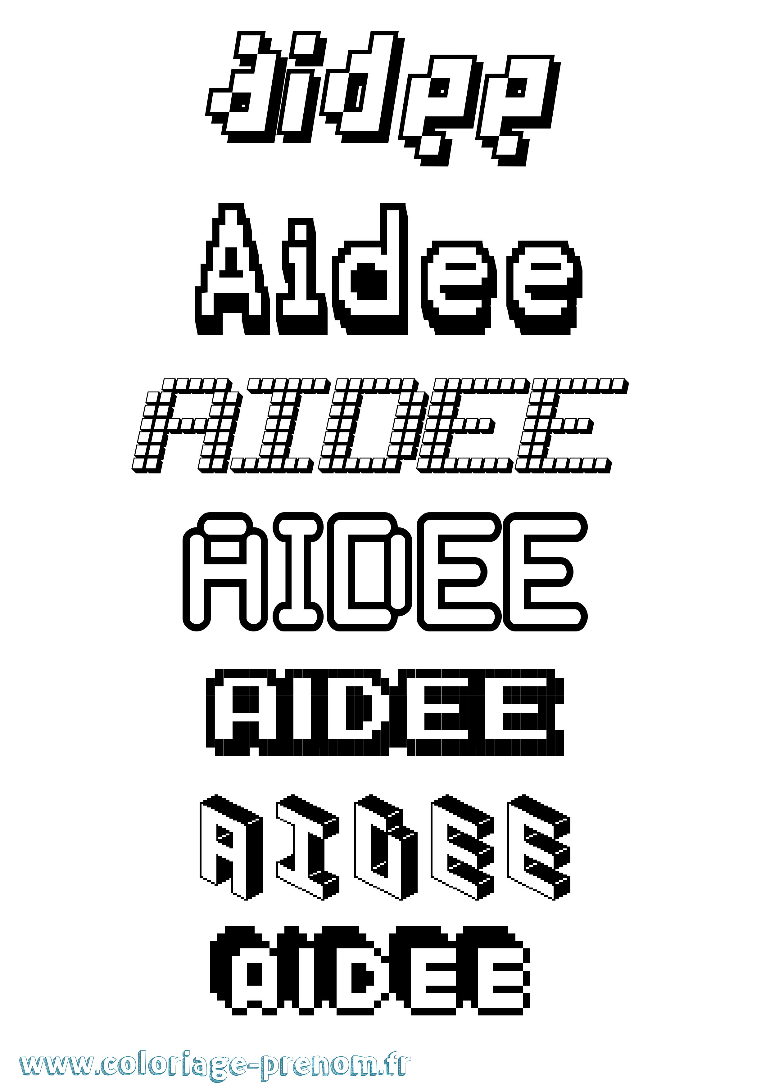 Coloriage prénom Aidee Pixel