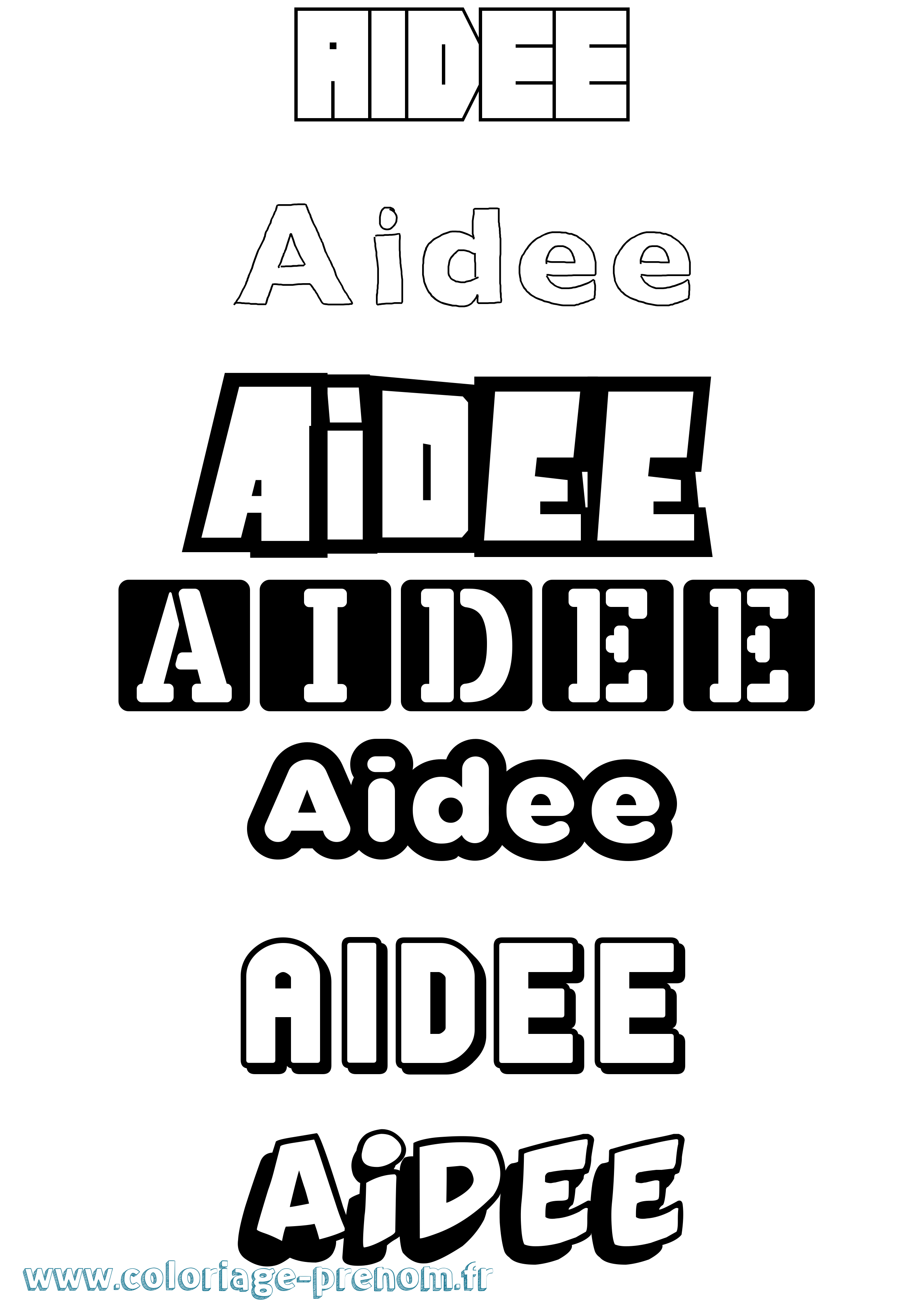 Coloriage prénom Aidee Simple