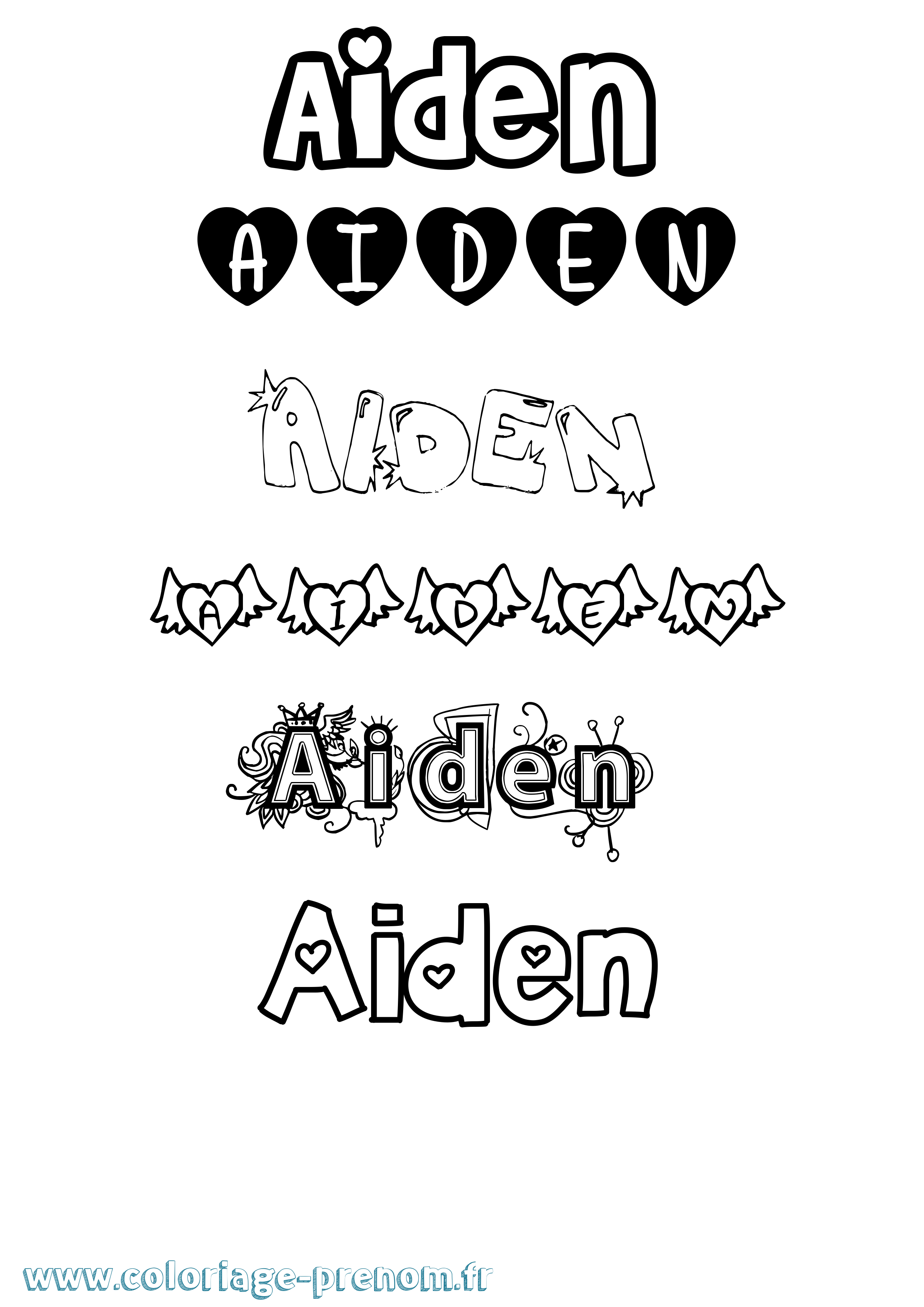 Coloriage prénom Aiden