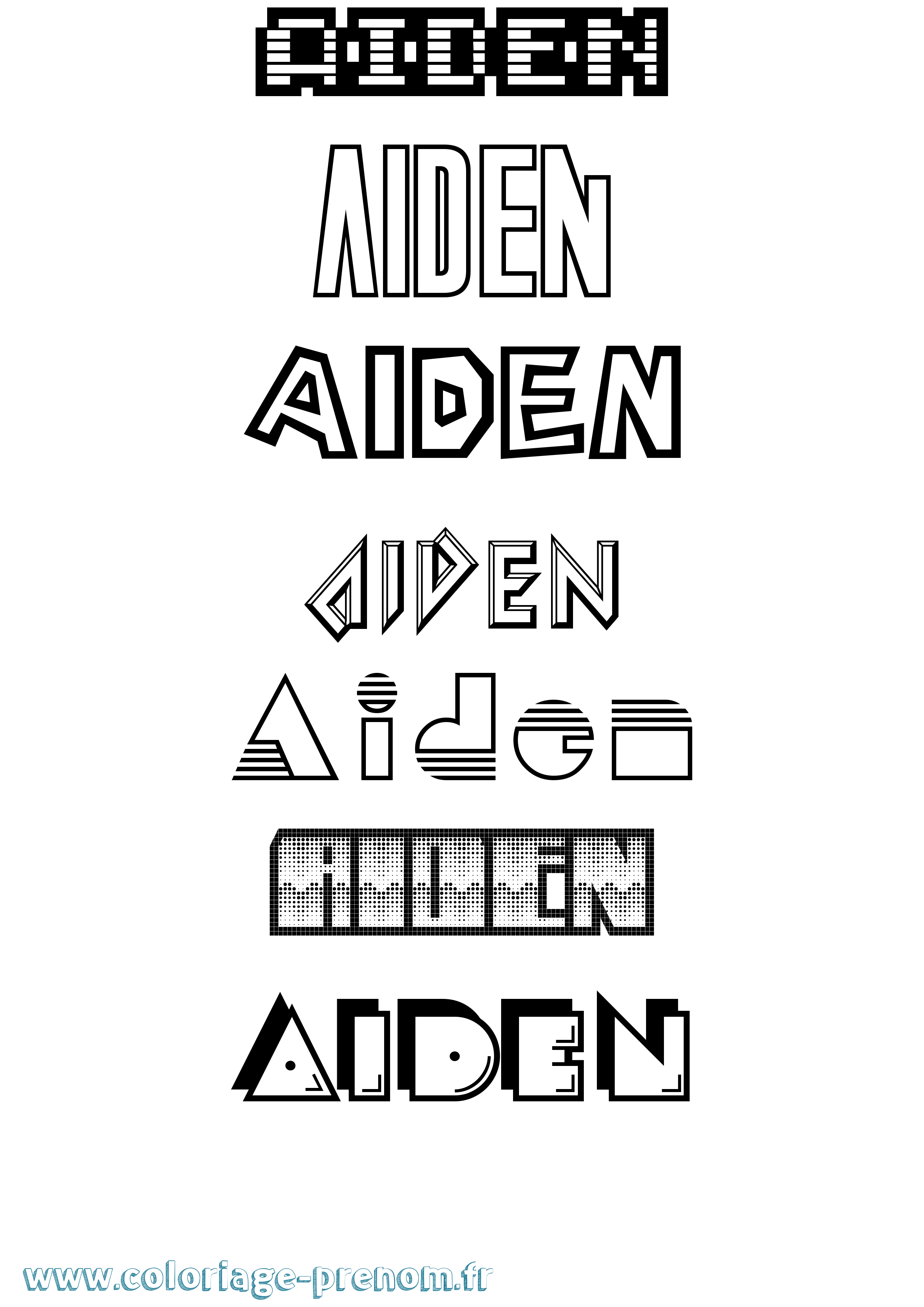 Coloriage prénom Aiden