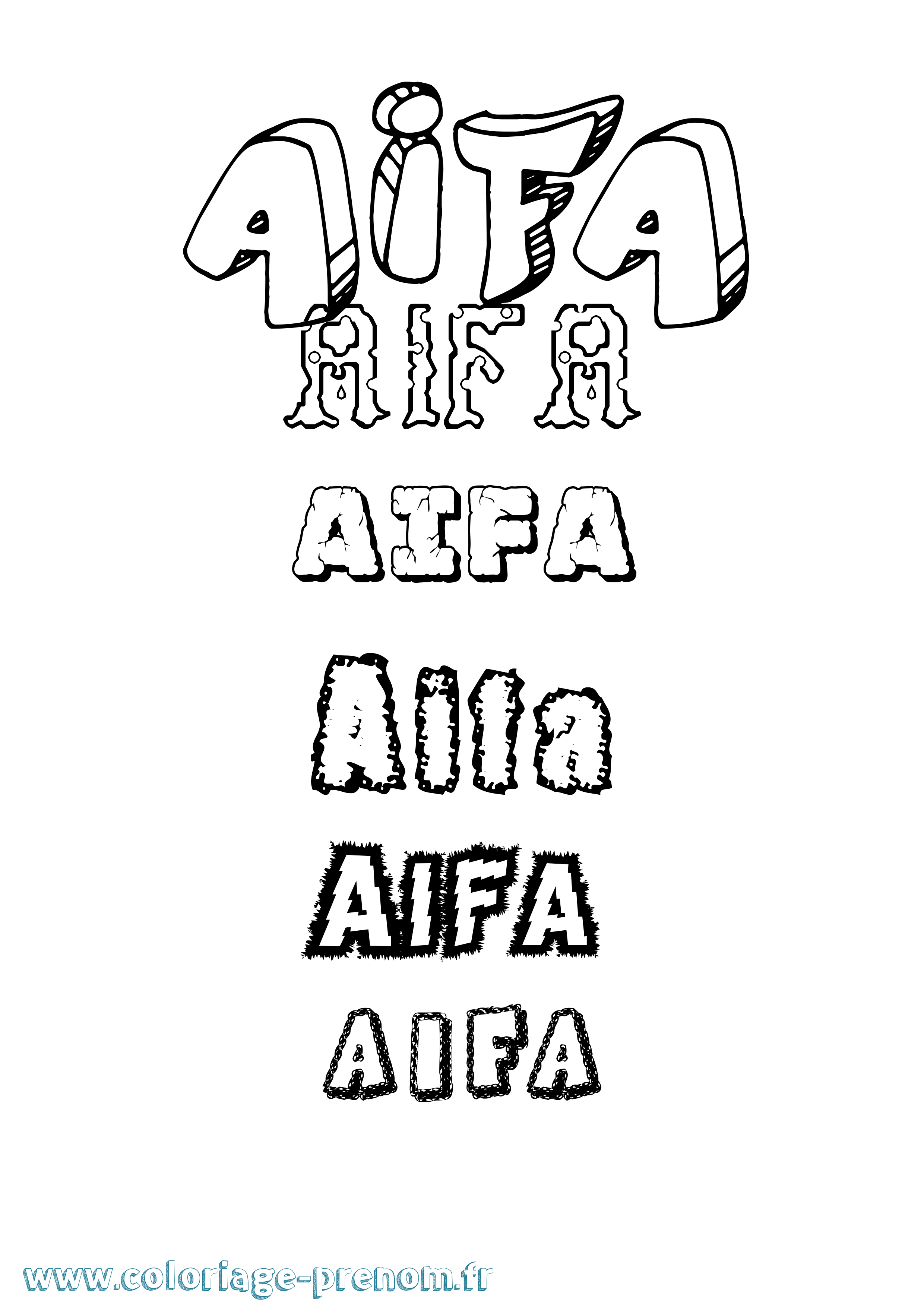 Coloriage prénom Aifa Destructuré