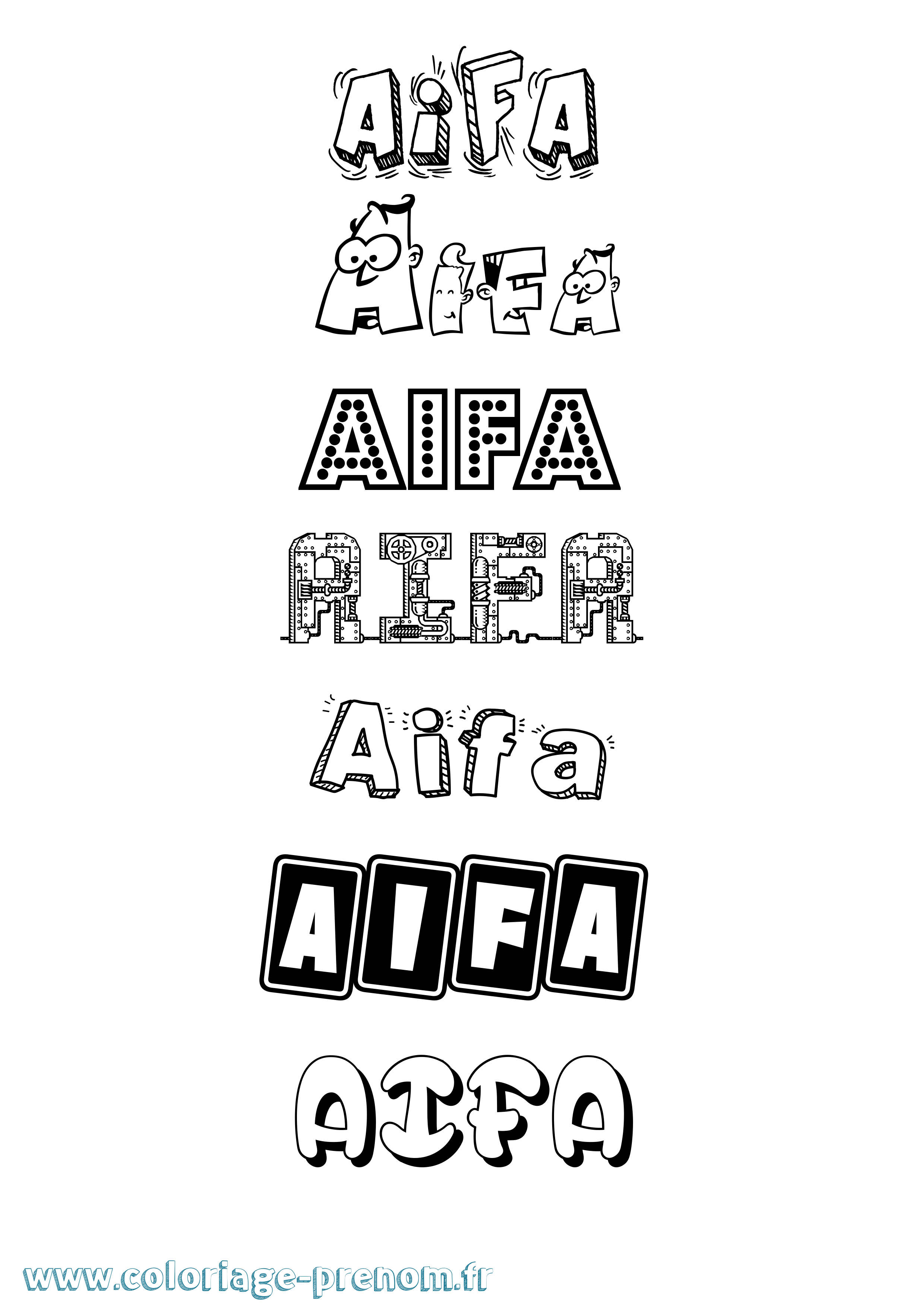Coloriage prénom Aifa Fun