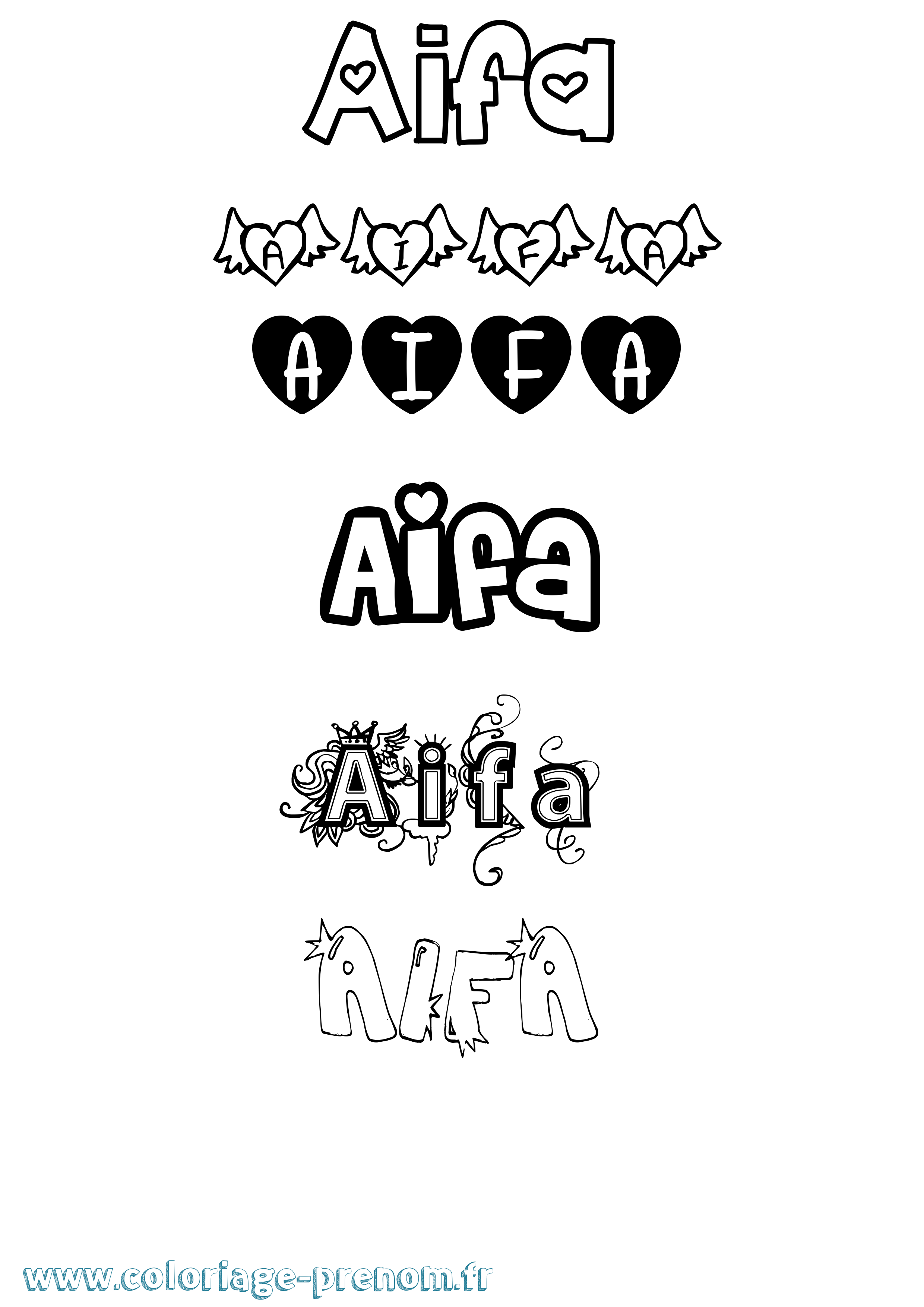 Coloriage prénom Aifa Girly