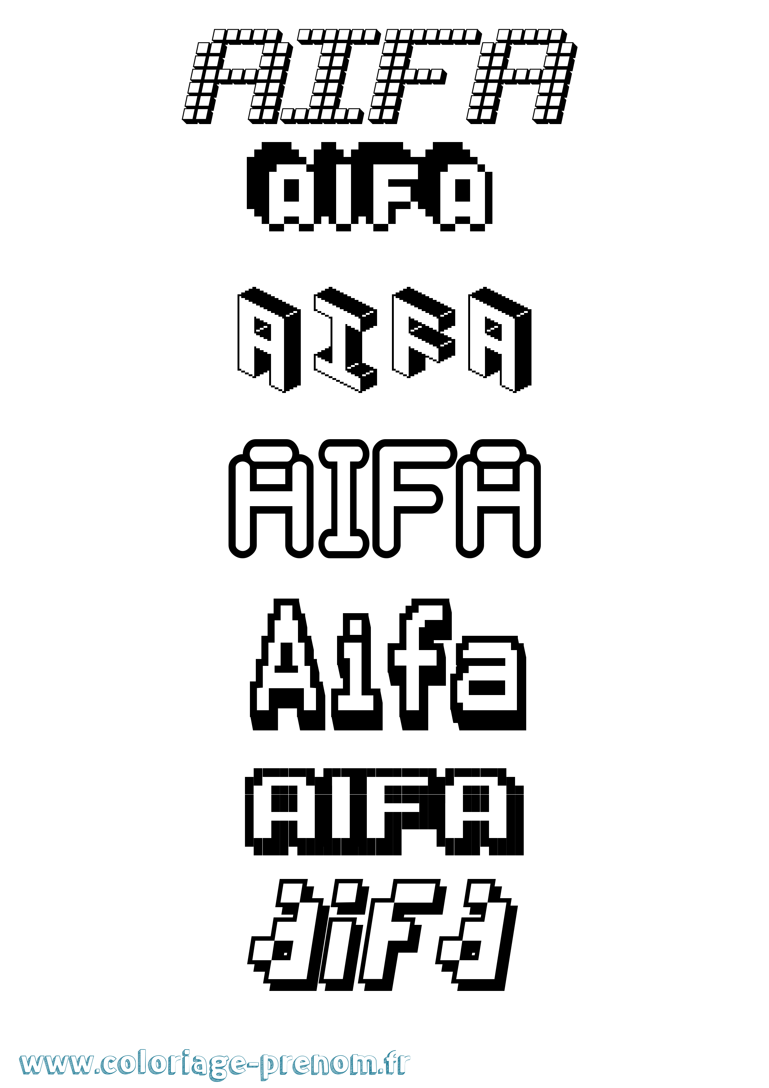 Coloriage prénom Aifa Pixel