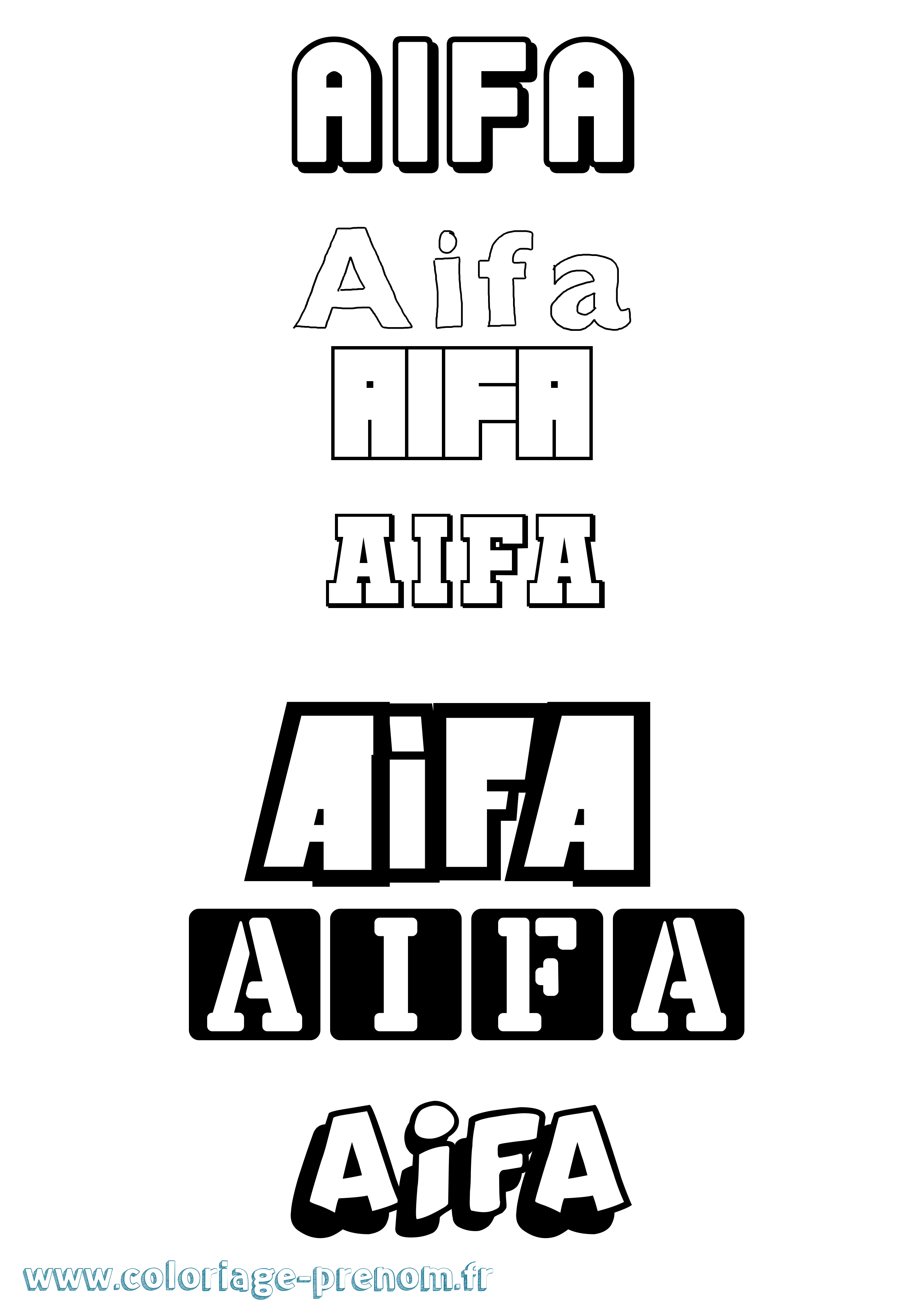 Coloriage prénom Aifa Simple
