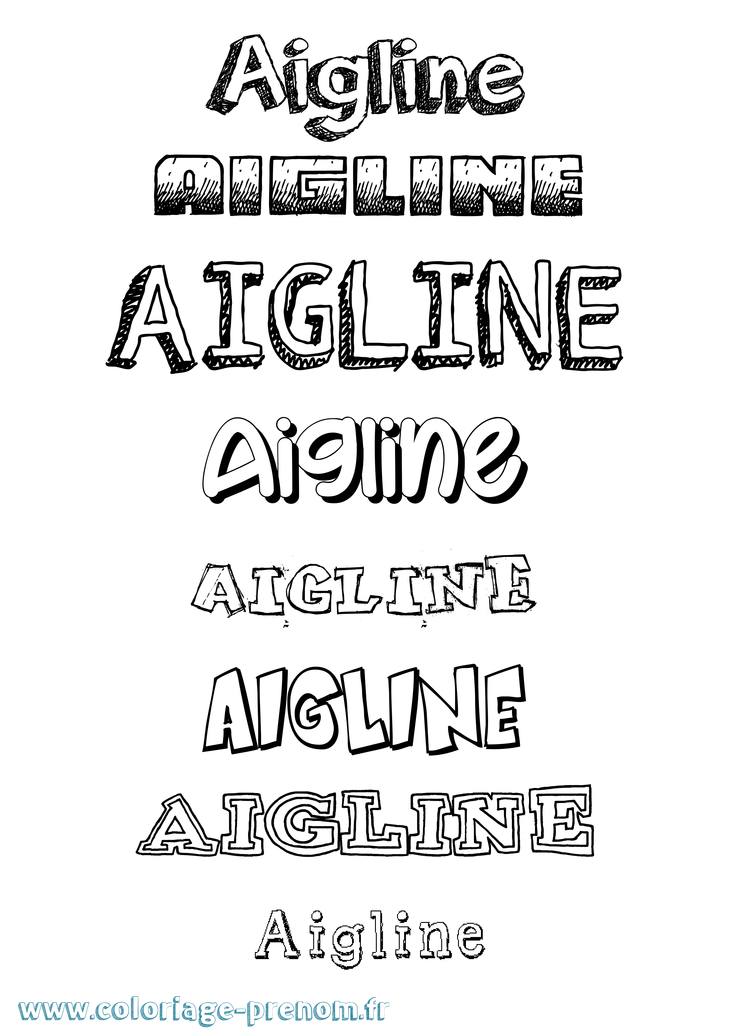 Coloriage prénom Aigline Dessiné