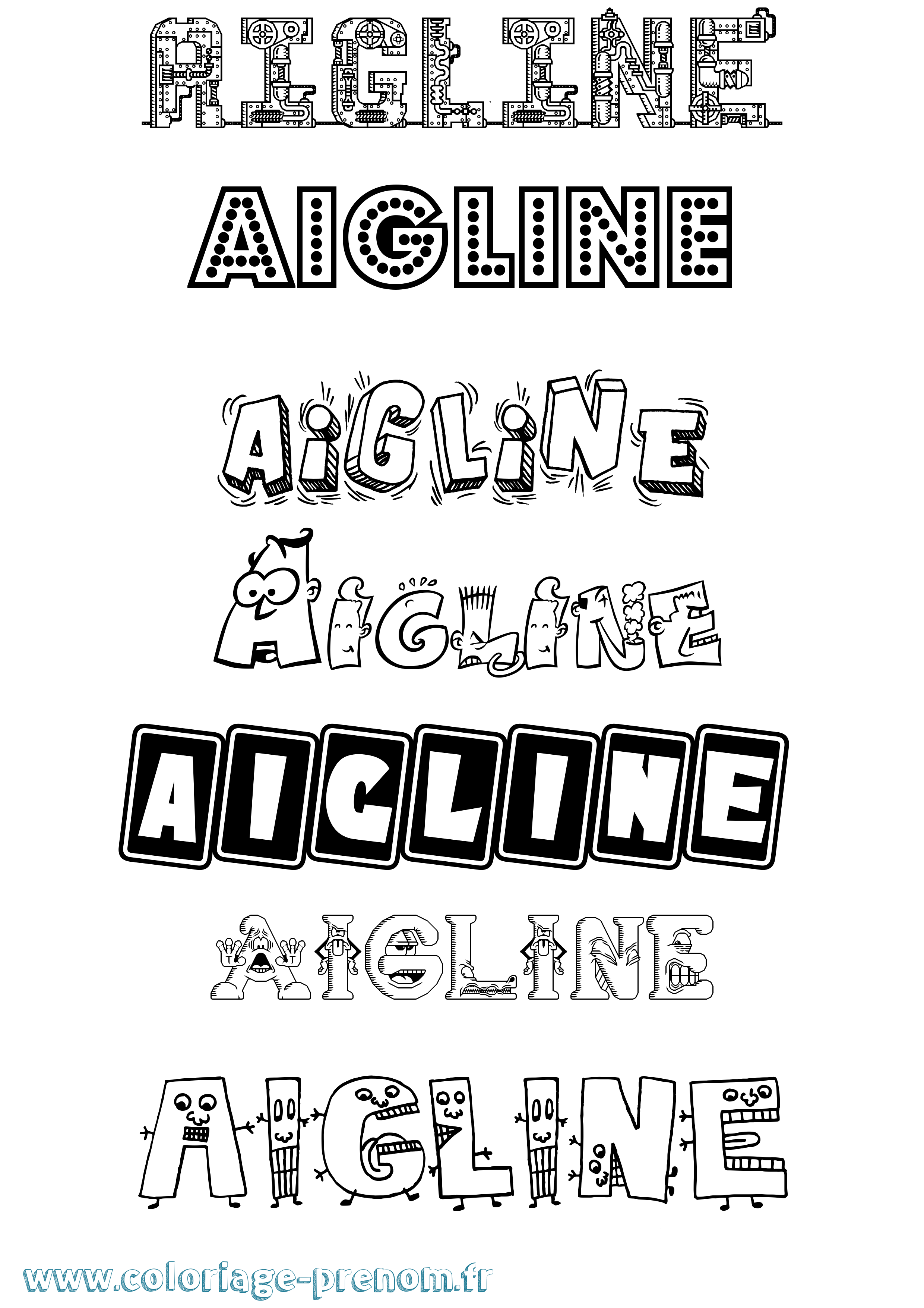 Coloriage prénom Aigline Fun