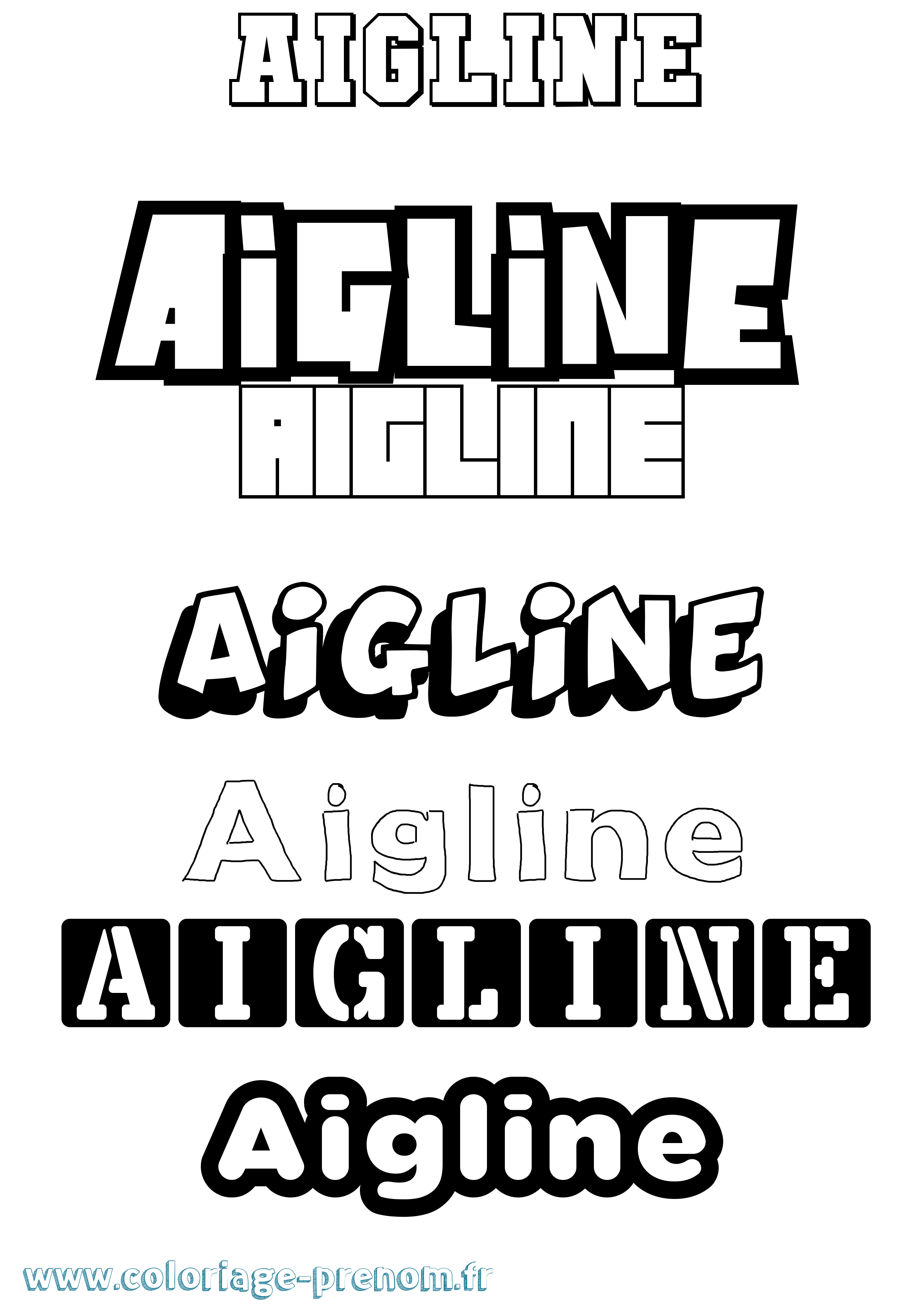 Coloriage prénom Aigline Simple